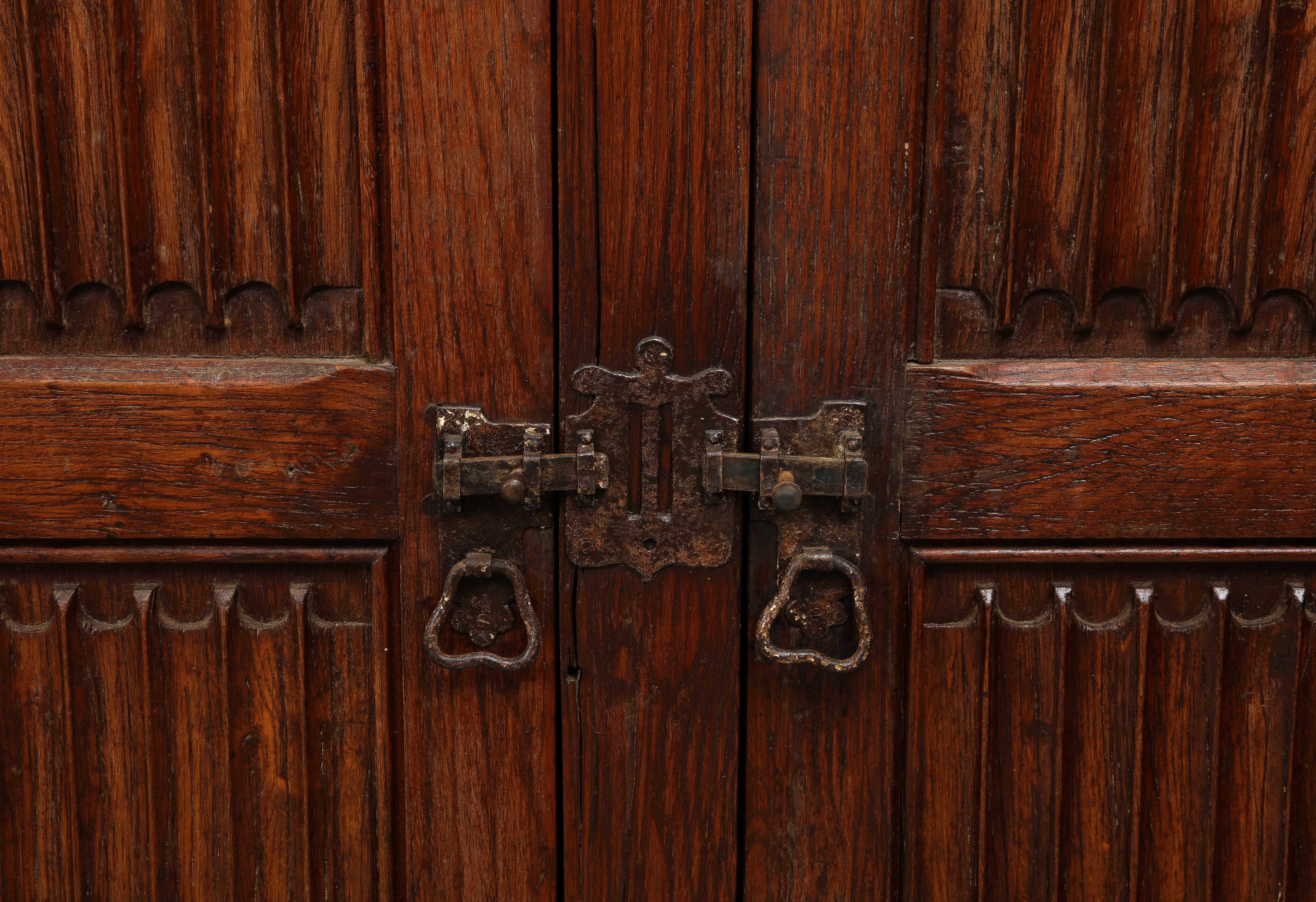 19th C. Hand Carved Oak Sideboard with Shelves/Drawers, Nunnery, France For Sale 8