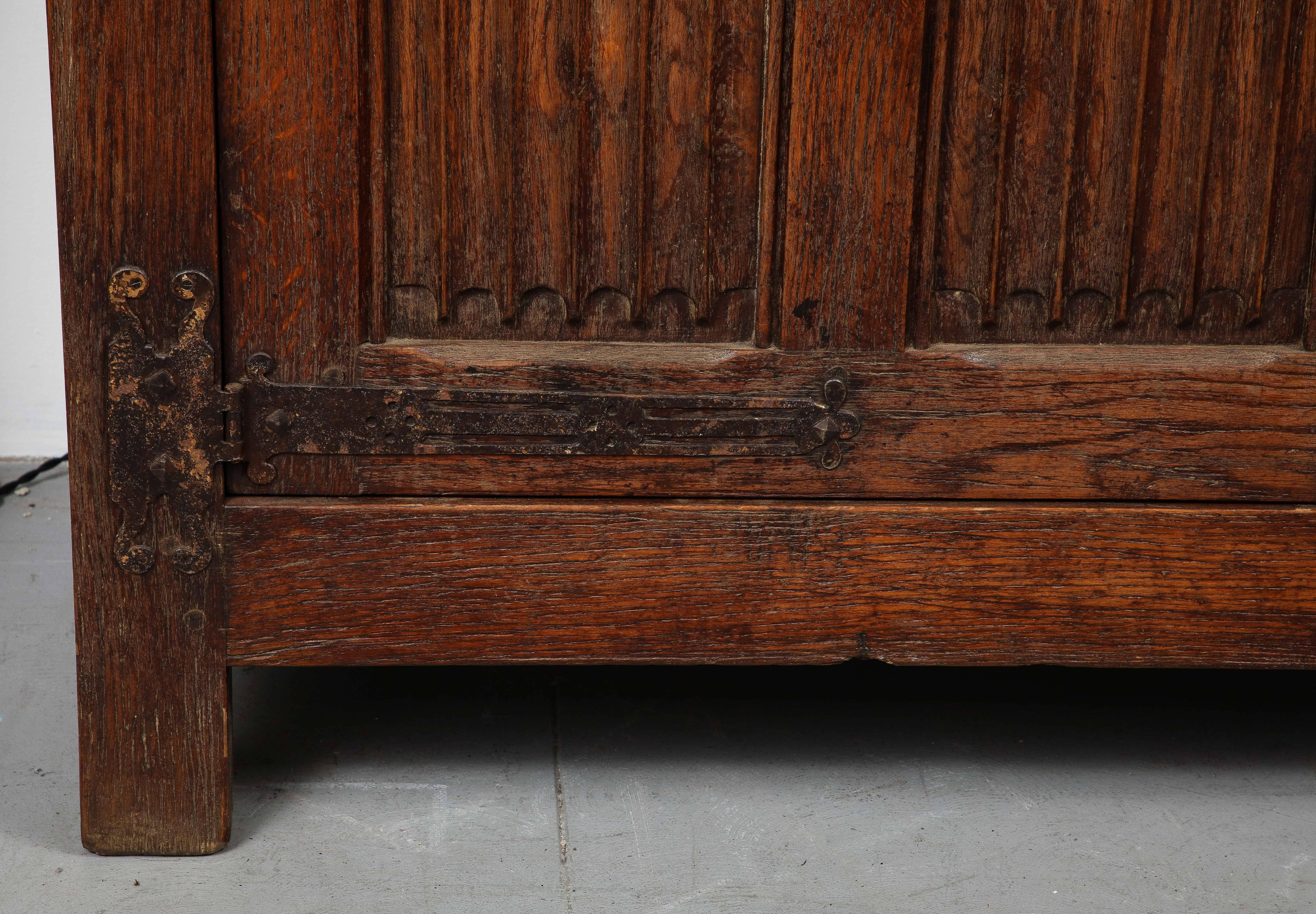 19th C. Hand Carved Oak Sideboard with Shelves/Drawers, Nunnery, France For Sale 1