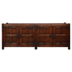 19th C. Hand Carved Oak Sideboard with Shelves/Drawers, Nunnery, France