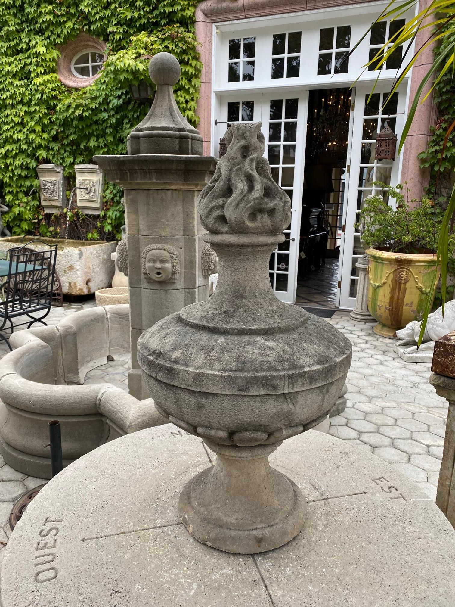 19th Century Hand Carved Stone Finial Decorative Architectural Element Antiques, LA, CA For Sale