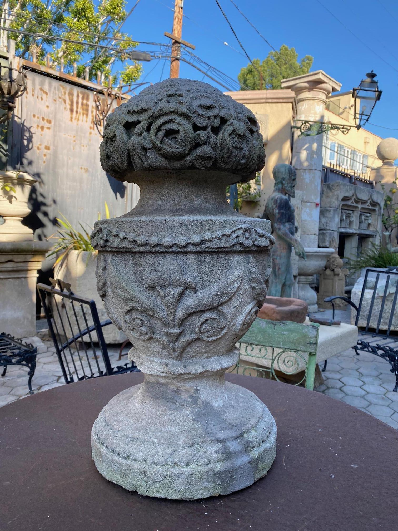 Hand Carved Stone Finial Decorative Architectural Element Urn Antiques landscape For Sale 1