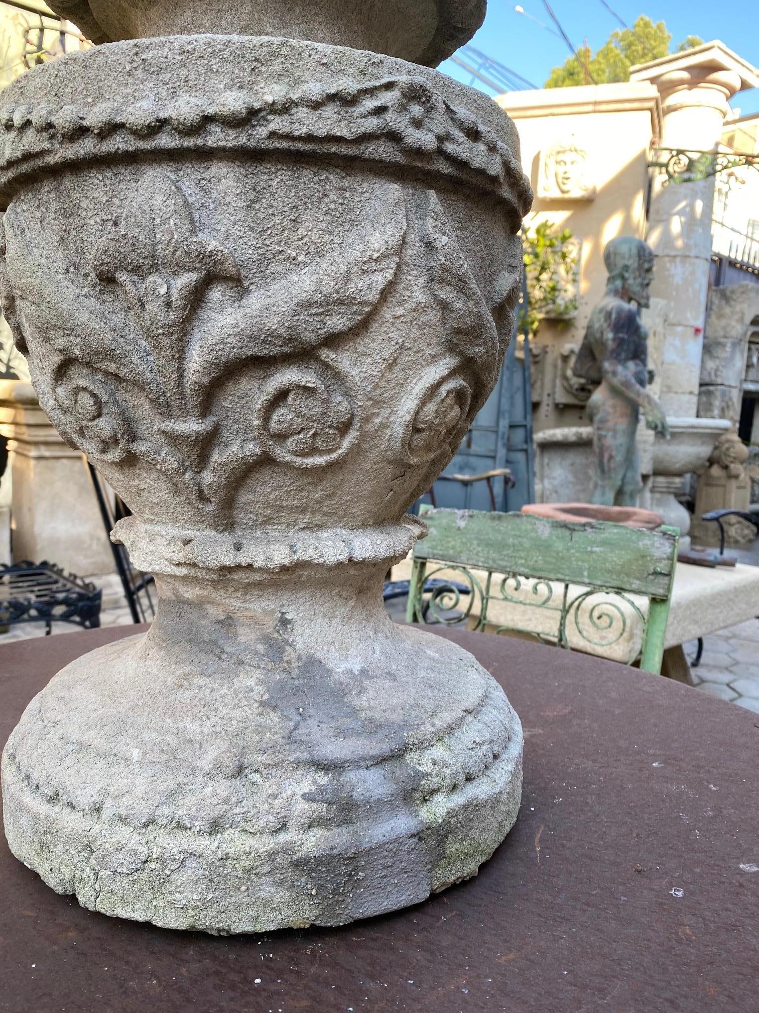 Hand-Carved Hand Carved Stone Finial Decorative Architectural Element Urn Antiques landscape For Sale