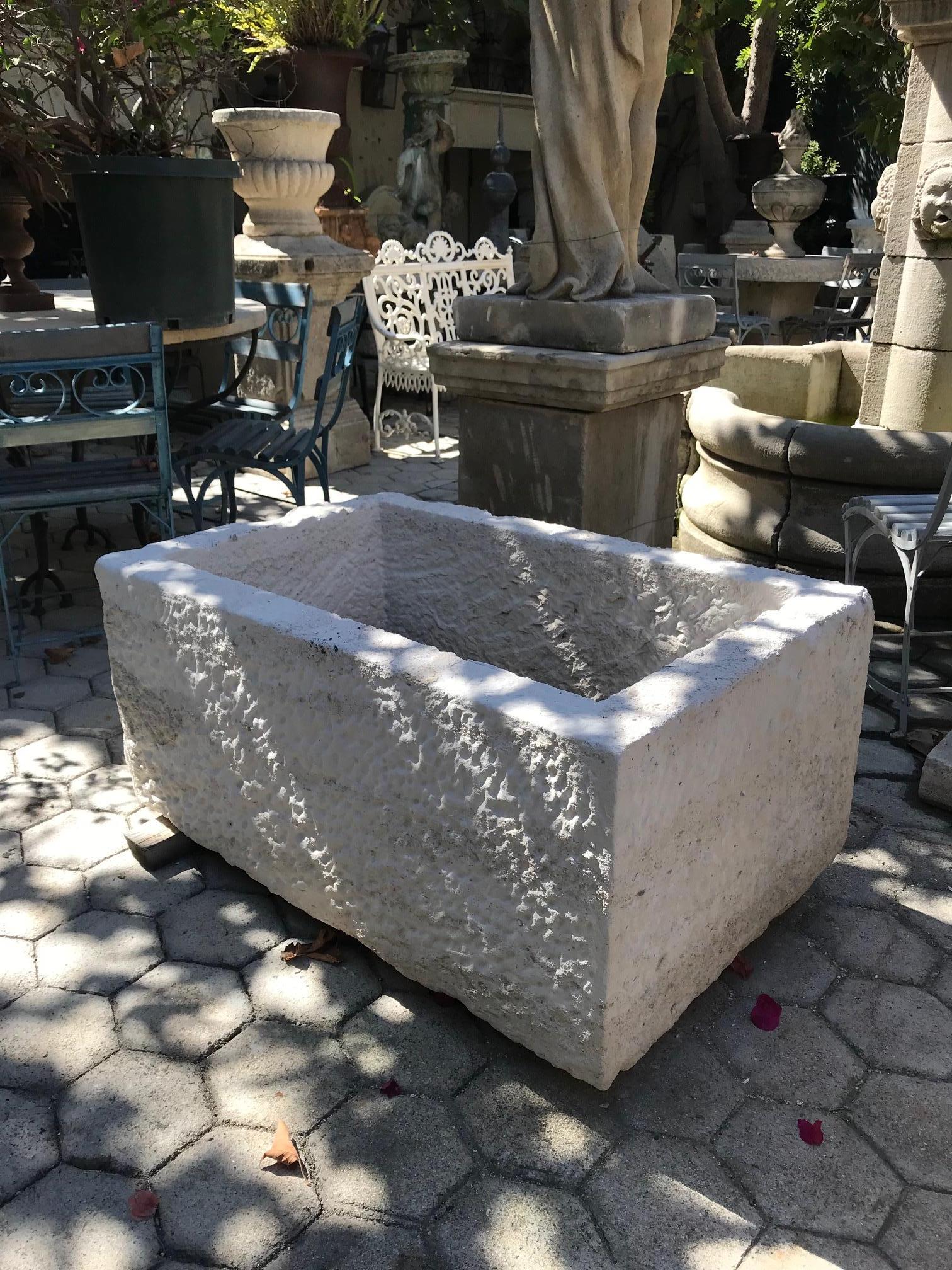 Hand Carved Stone Fountain Basin Sink Container Trough Planter Antique 1