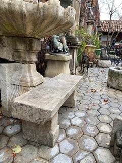 Hand Carved Stone Garden Bench Seat Decorative Element Provence Antique Melrose