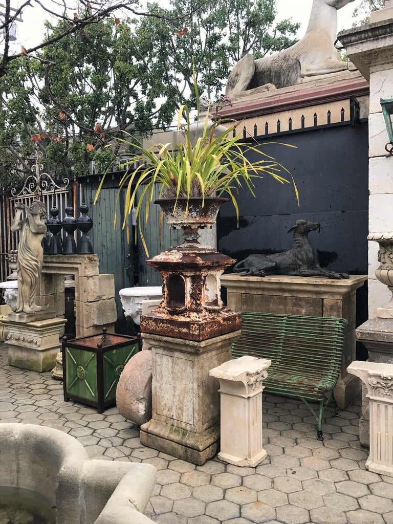 Hand Carved Stone Pedestal Column Post Base Block Antique Dealer Los