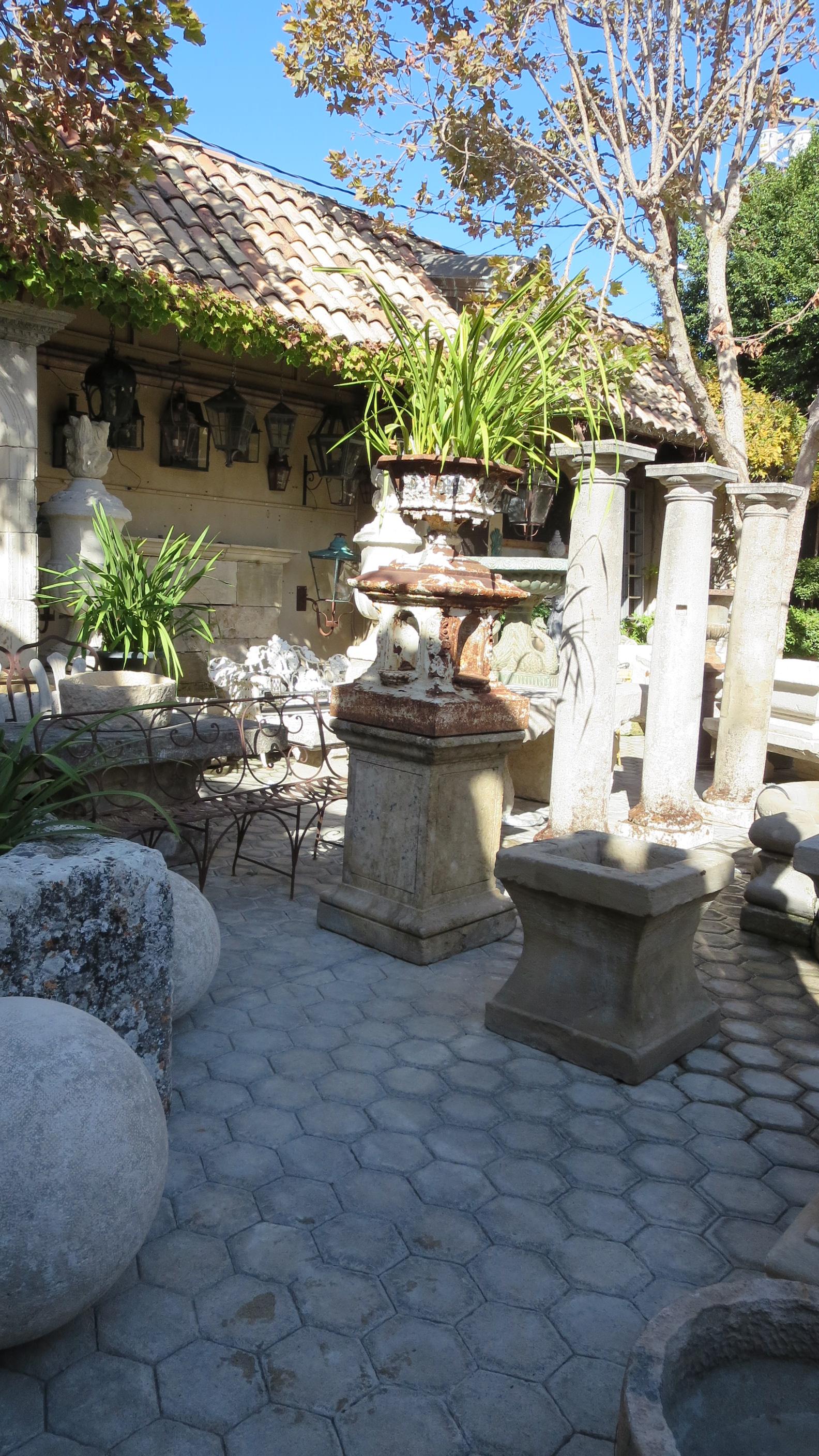 Hand Carved Stone Pedestal Column Post Base Block Antique Dealer Los Angeles CA For Sale 6