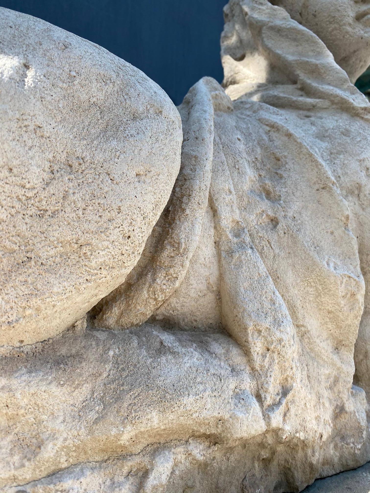 Pair 19th C. Hand Carved Stone Statues Sphinx Sculpture Garden Antiques LA CA 2