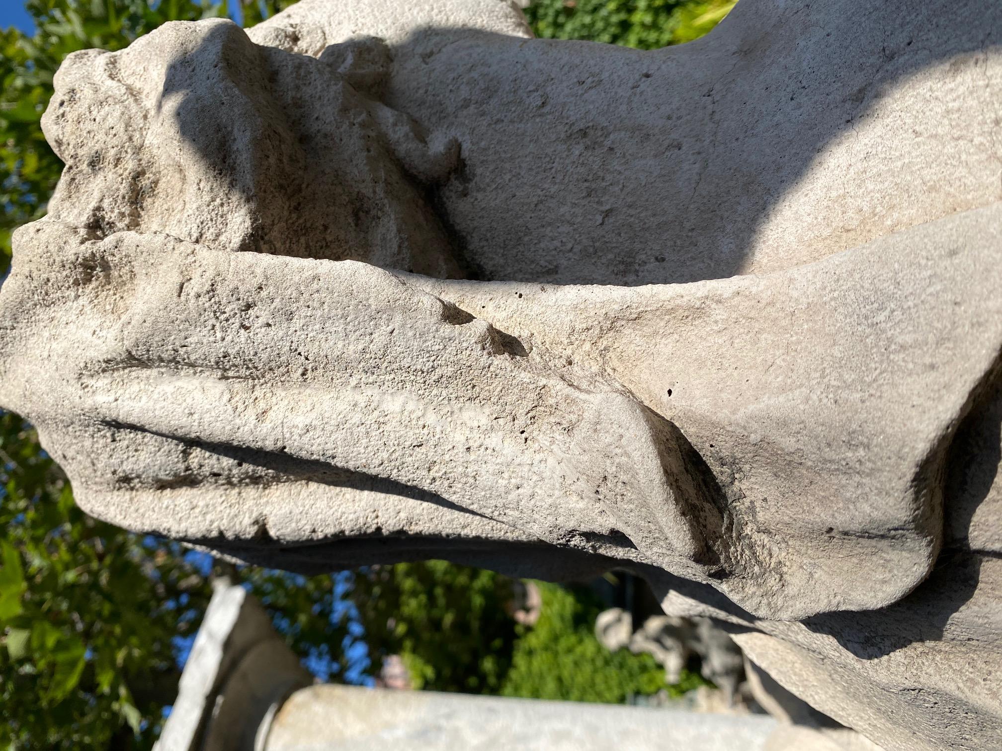 Pair 19th C. Hand Carved Stone Statues Sphinx Sculpture Garden Antiques LA CA 12