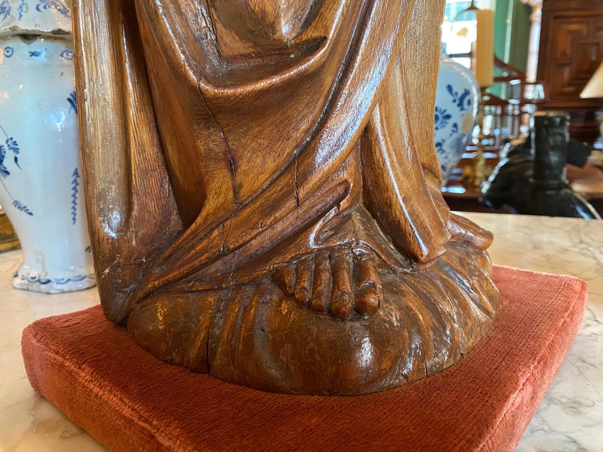 Hand Carved Wood Figure Sculpture Angel Statue Antiques Los Angeles California For Sale 6