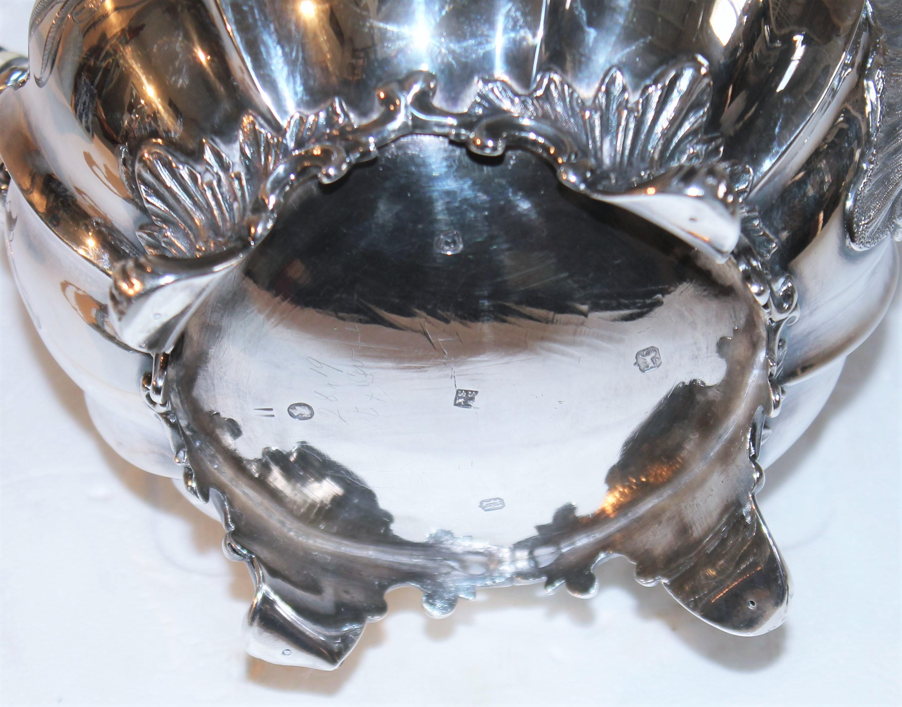 Silver 19th C Hand Crafted Sterling Four Piece Tea Set For Sale