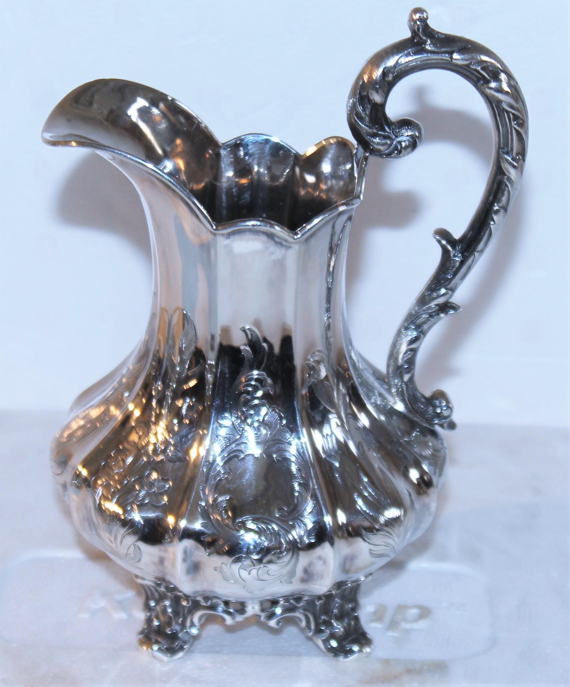19th C Hand Crafted Sterling Four Piece Tea Set For Sale 1