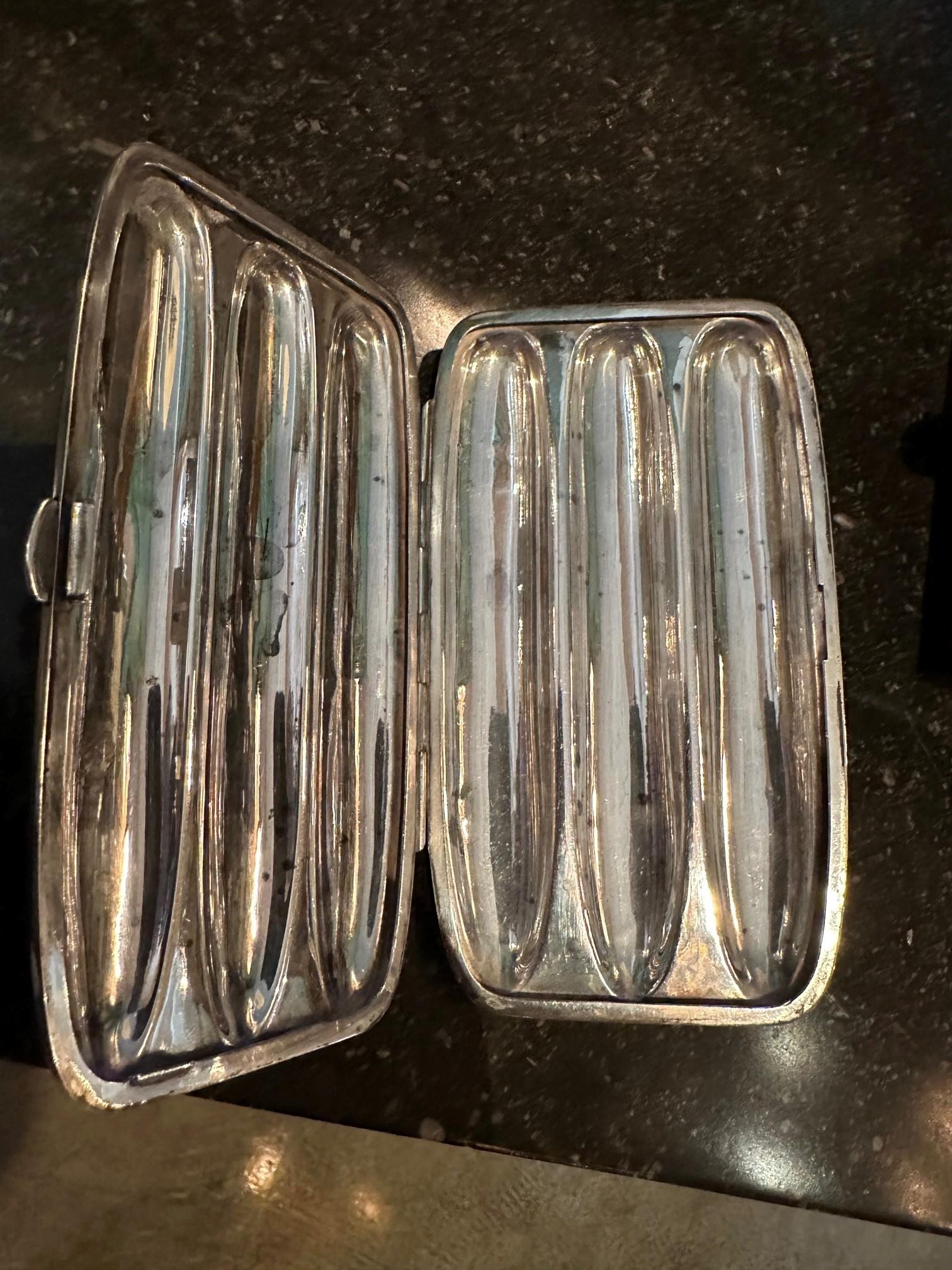 19th C. Hand Crafted Sterling Silver Cigar Case Holder Box Special Gift Idea CA For Sale 6