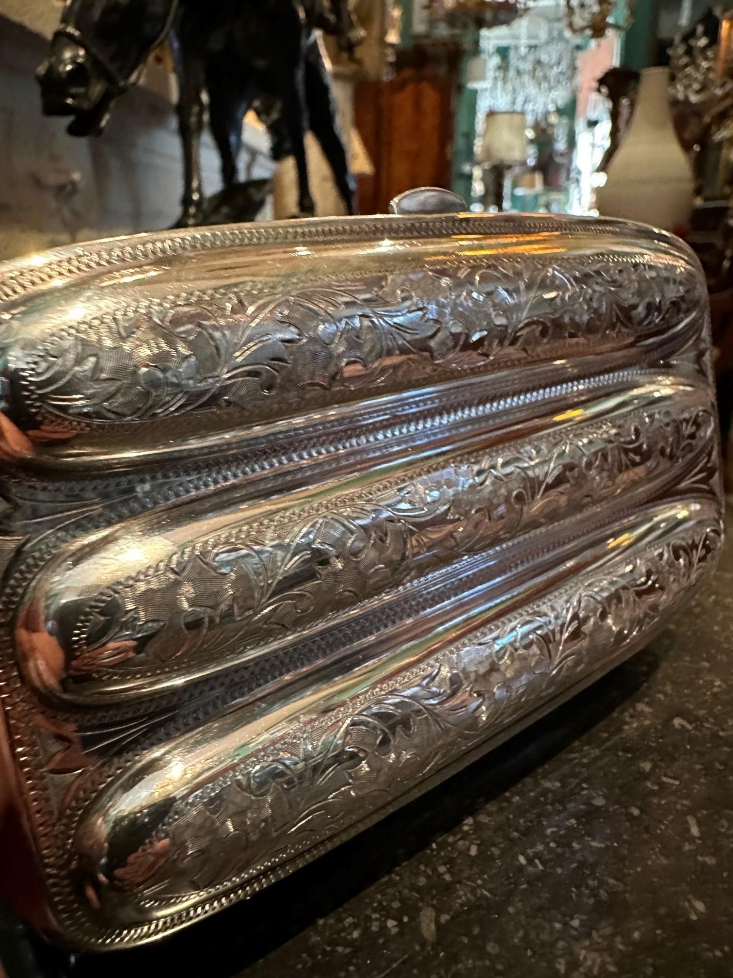 19th C. Hand Crafted Sterling Silver Cigar Case Holder Box Special Gift Idea CA For Sale 7