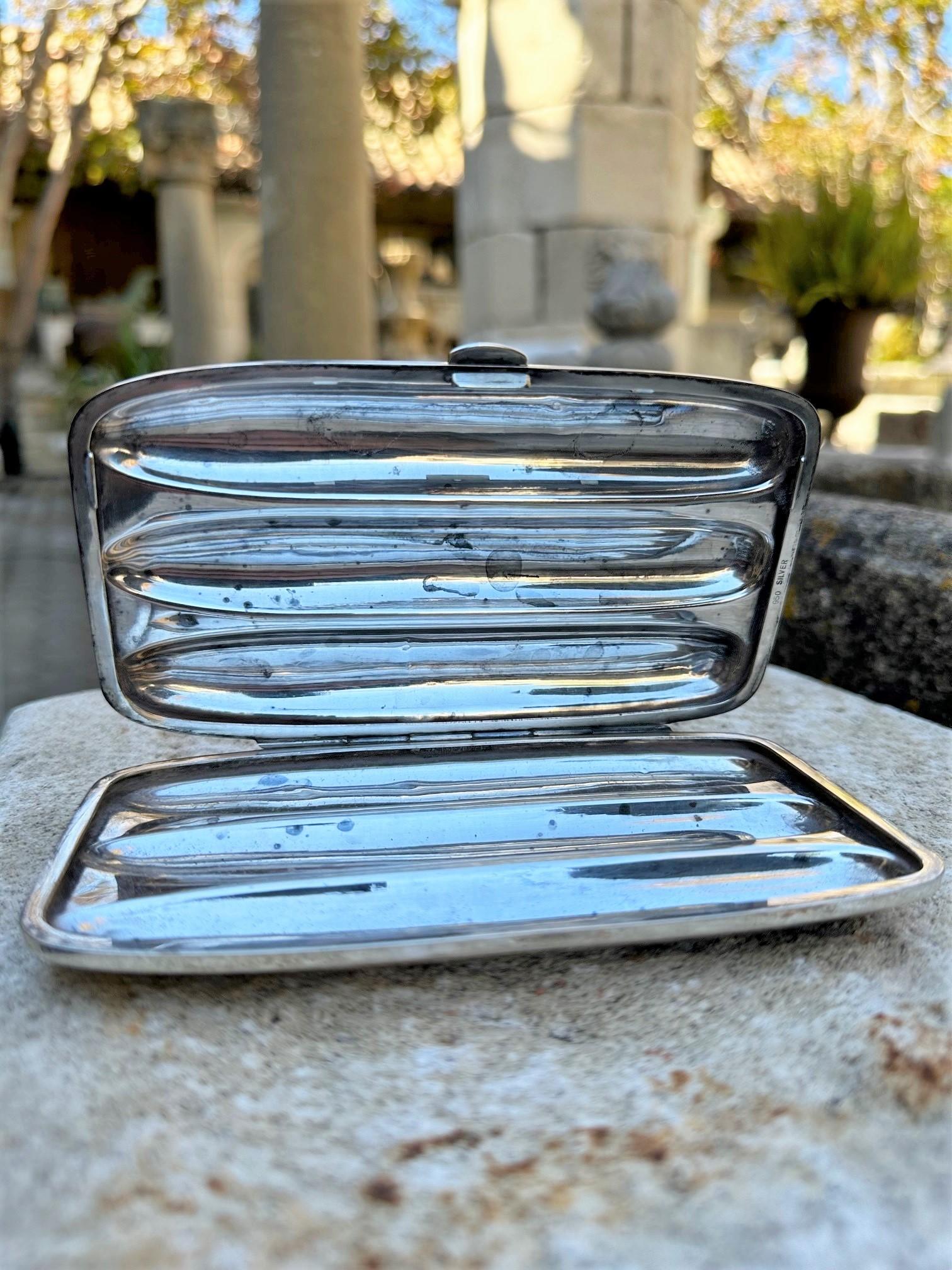 19th C. Hand Crafted Sterling Silver Cigar Case Holder Box Special Gift Idea CA For Sale 9