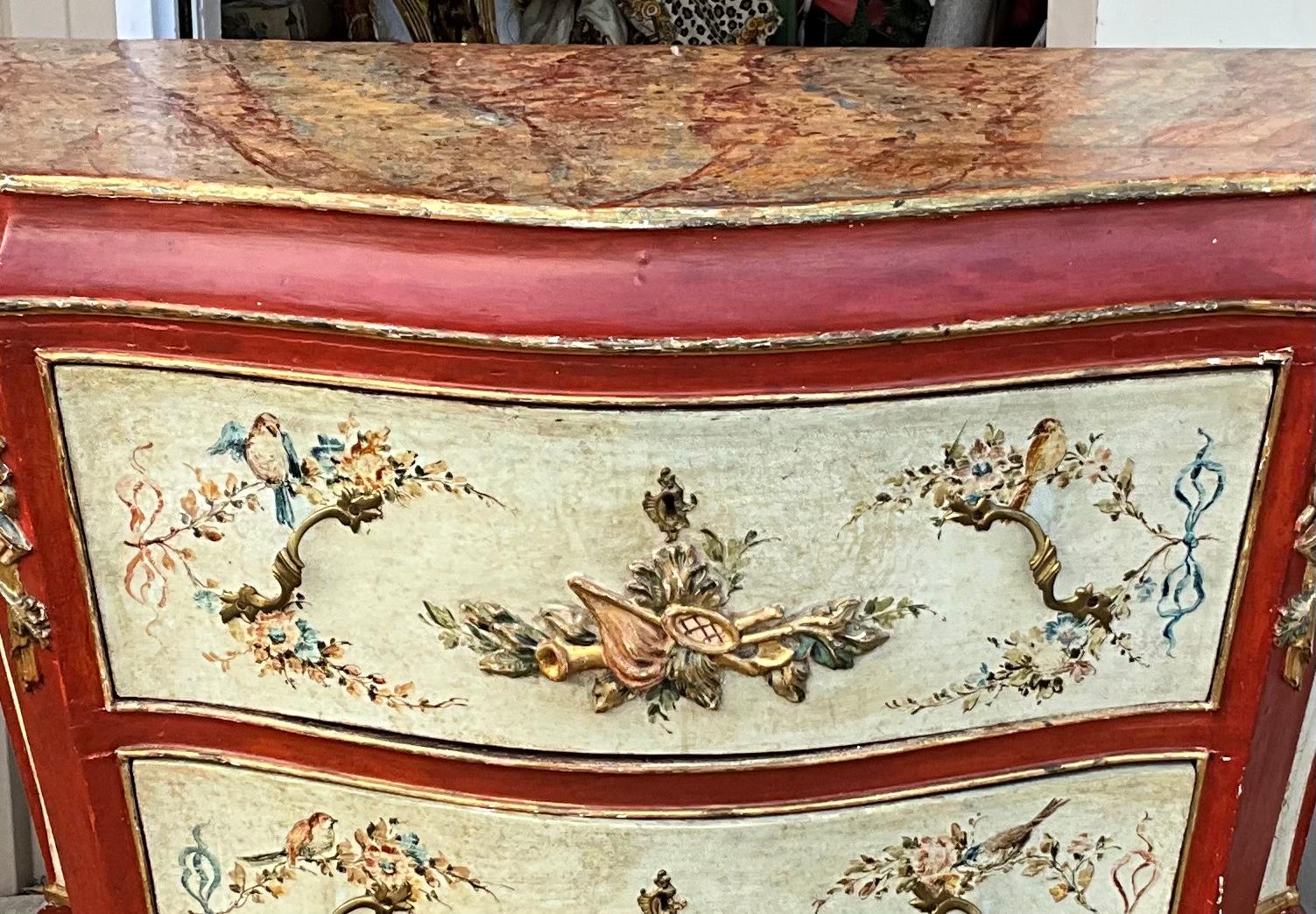 19th-C. Hand Painted and Carved Venetian Commode or Chest For Sale 2