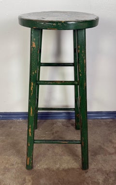 19th C. Hand Painted Bar Stool w/ Rooster