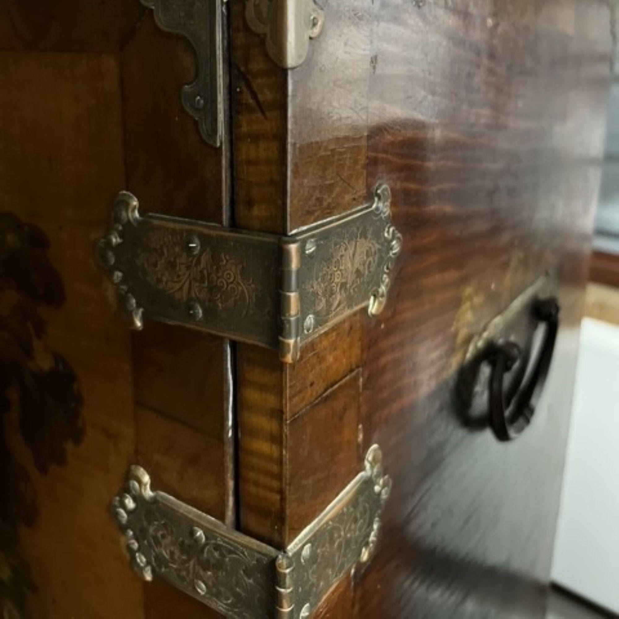 19th C. Hand-Painted Japanned Cabinet on Stand with Grand Tour Inspired Elements For Sale 4