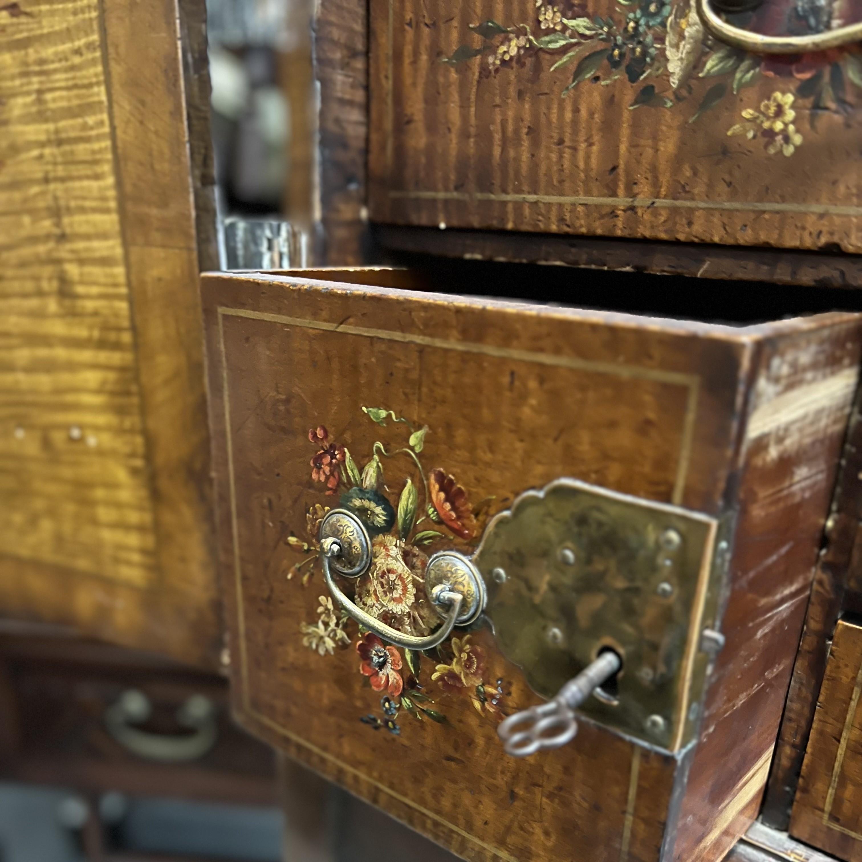 19th C. Hand-Painted Japanned Cabinet on Stand with Grand Tour Inspired Elements For Sale 6