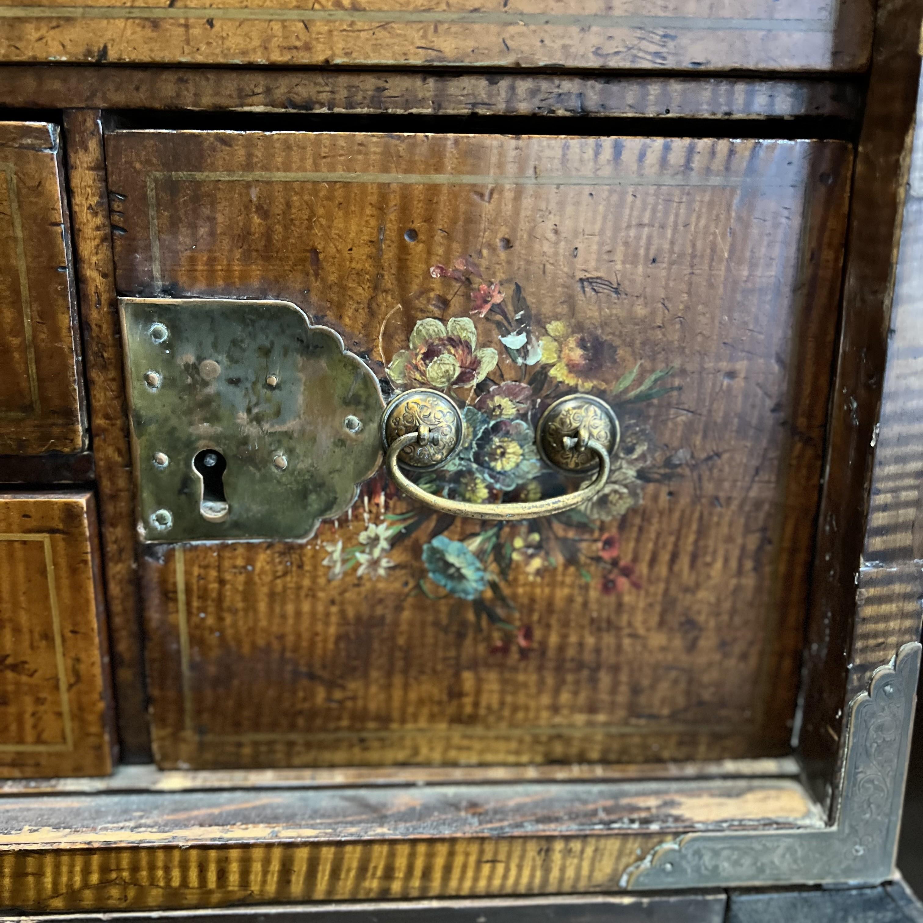 19th C. Hand-Painted Japanned Cabinet on Stand with Grand Tour Inspired Elements For Sale 7