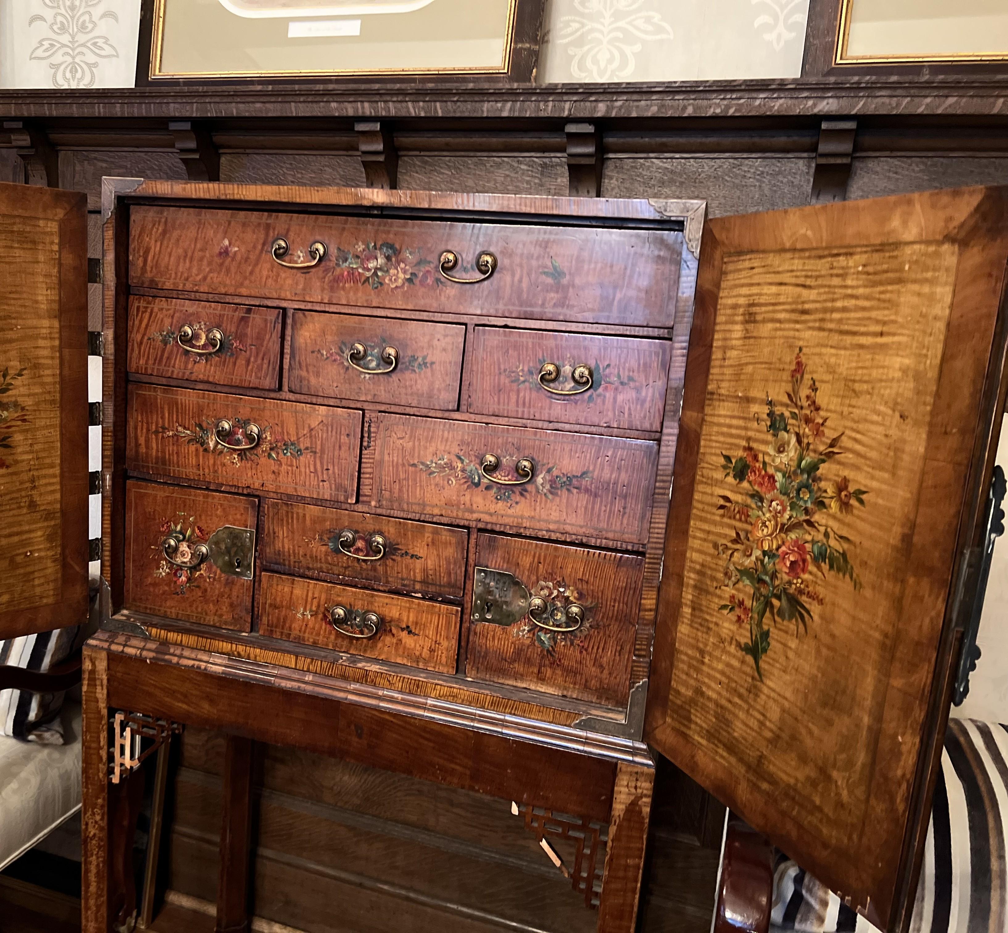 19th C. Hand-Painted Japanned Cabinet on Stand with Grand Tour Inspired Elements For Sale 10