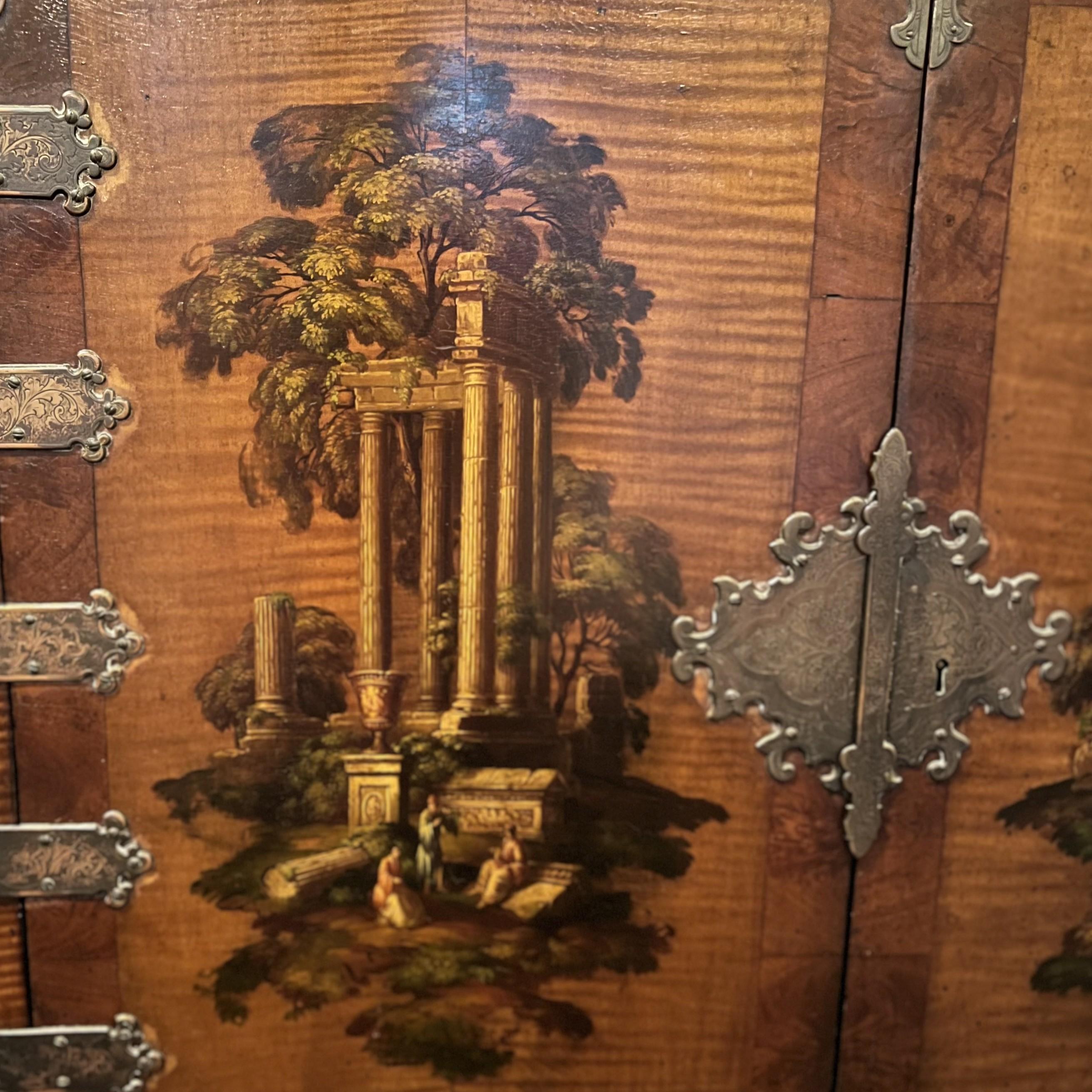 Austrian 19th C. Hand-Painted Japanned Cabinet on Stand with Grand Tour Inspired Elements For Sale