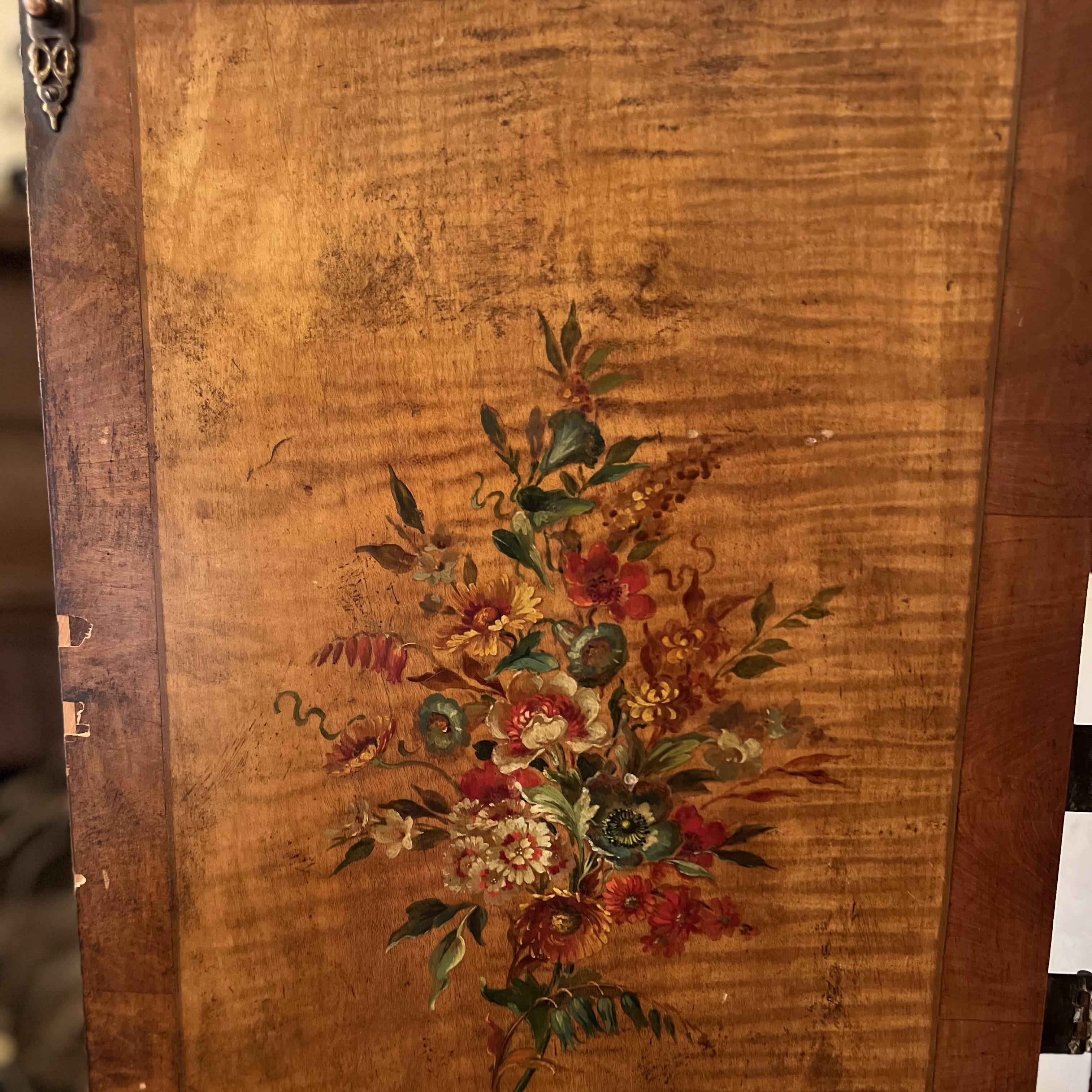 19th C. Hand-Painted Japanned Cabinet on Stand with Grand Tour Inspired Elements For Sale 1