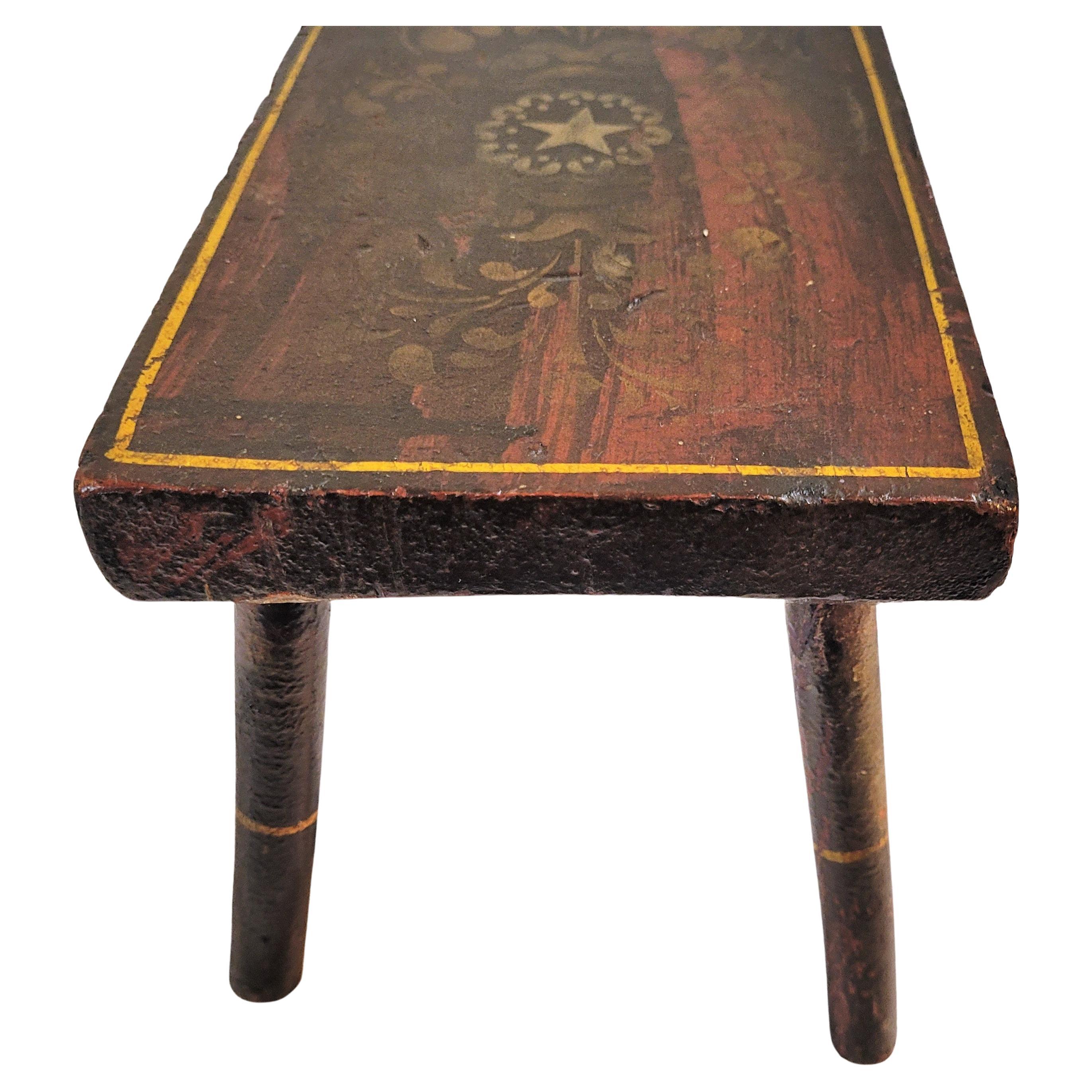 American 19th C Hand Painted Stencil Stool with Star