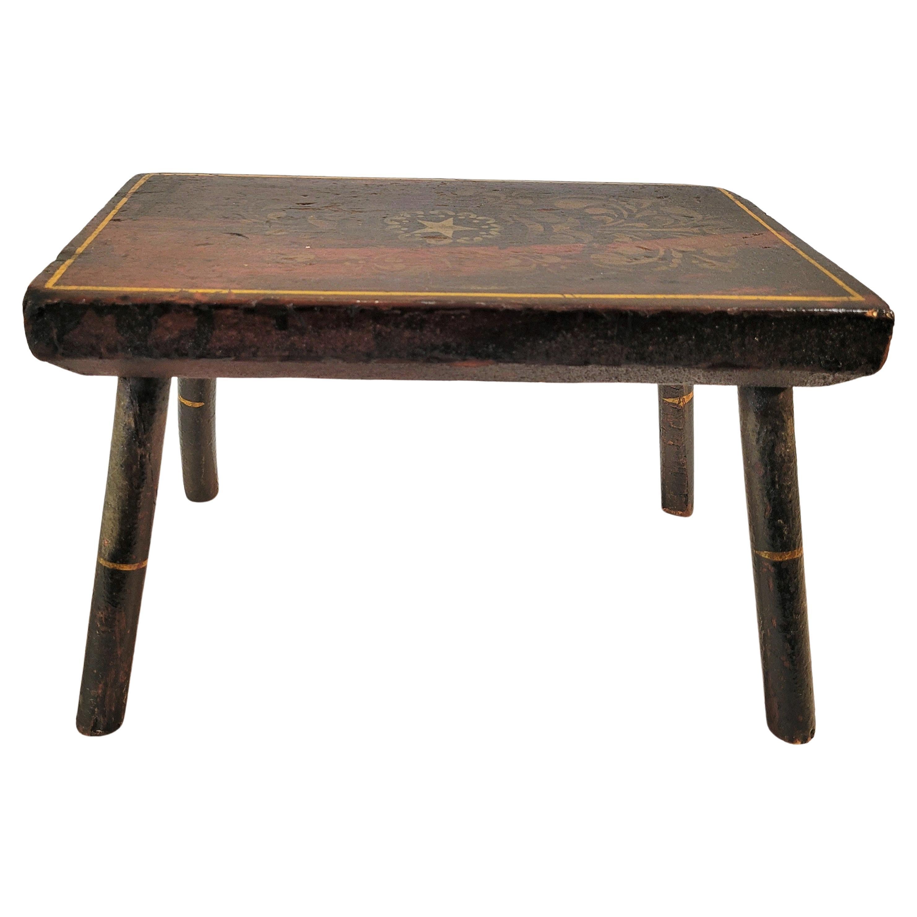 19th C Hand Painted Stencil Stool with Star In Good Condition In Los Angeles, CA