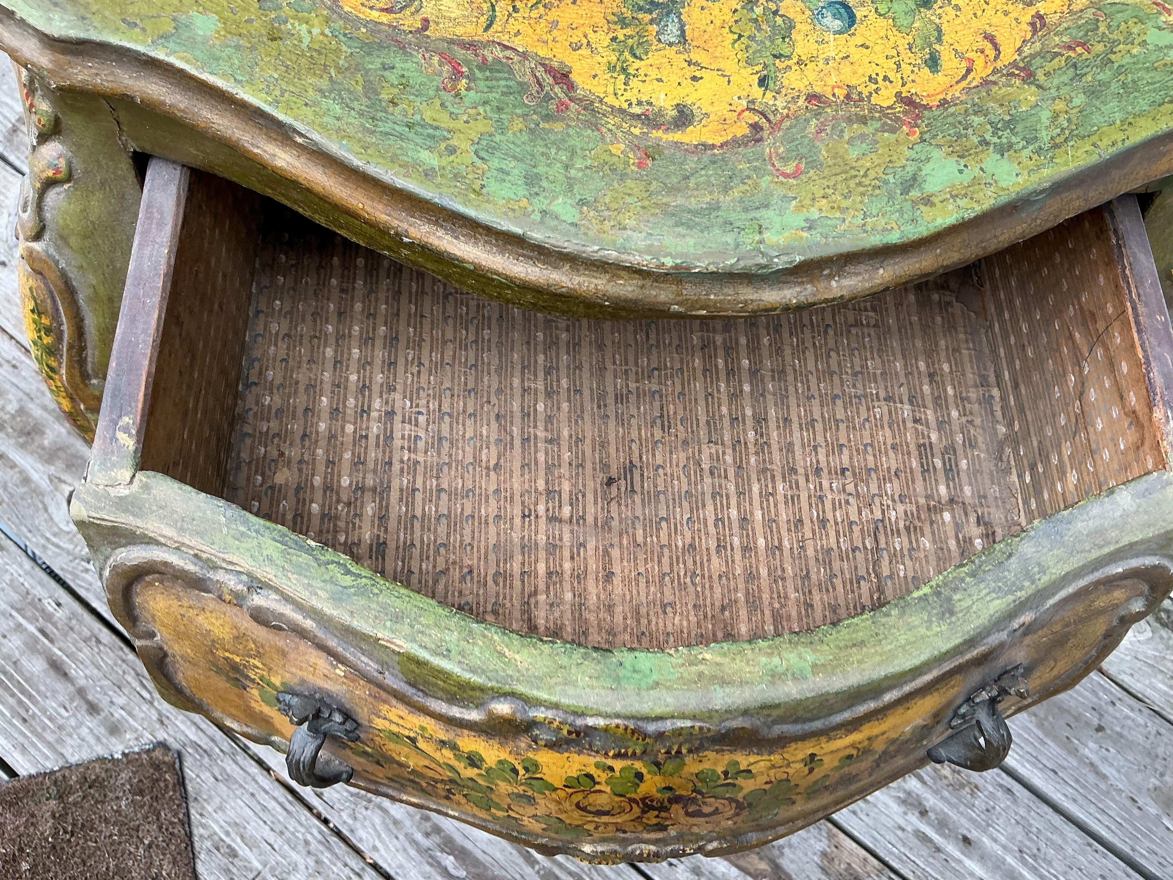 Italian 19th-C. Hand Painted Venetian Bombe Chest or Commode. For Sale