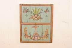 19th C. Hand-Painted Wooden Wall Panel in Floral Motif