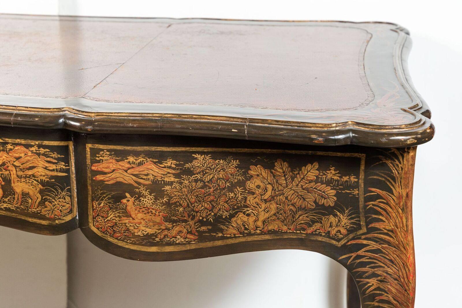 19th Century, Hand-Painted, Chinoiserie Desk 1