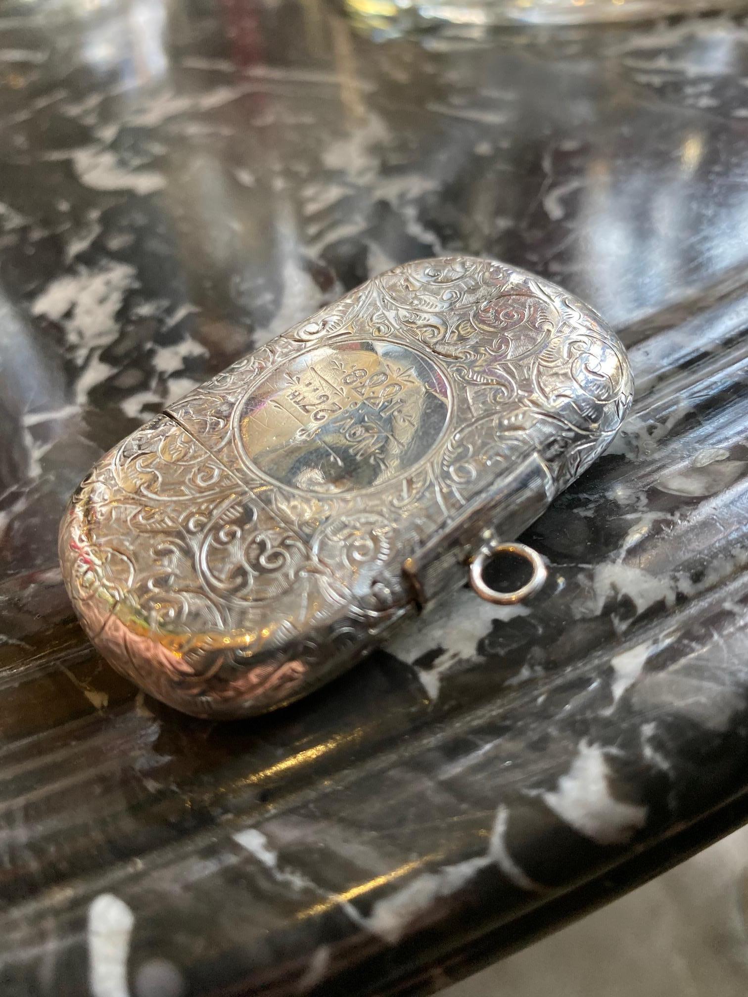 antique silver match holder