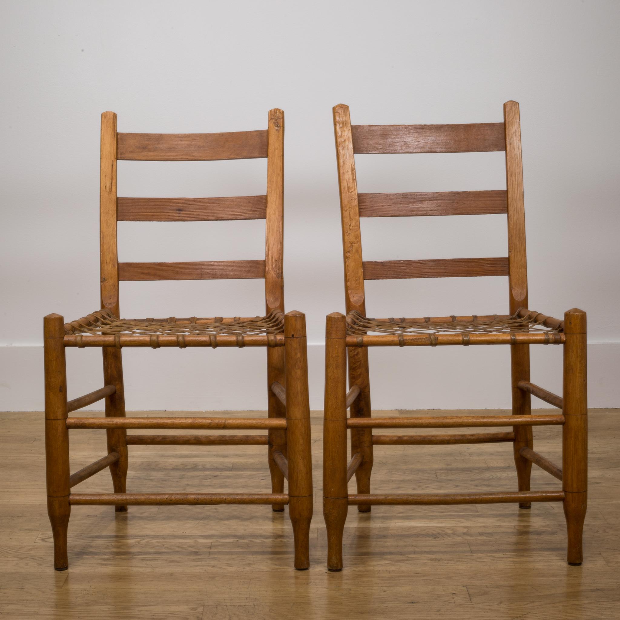 19th c. Handmade Wood/Rawhide Chairs from Historic  Oregon Commune c. 1856-1866 8