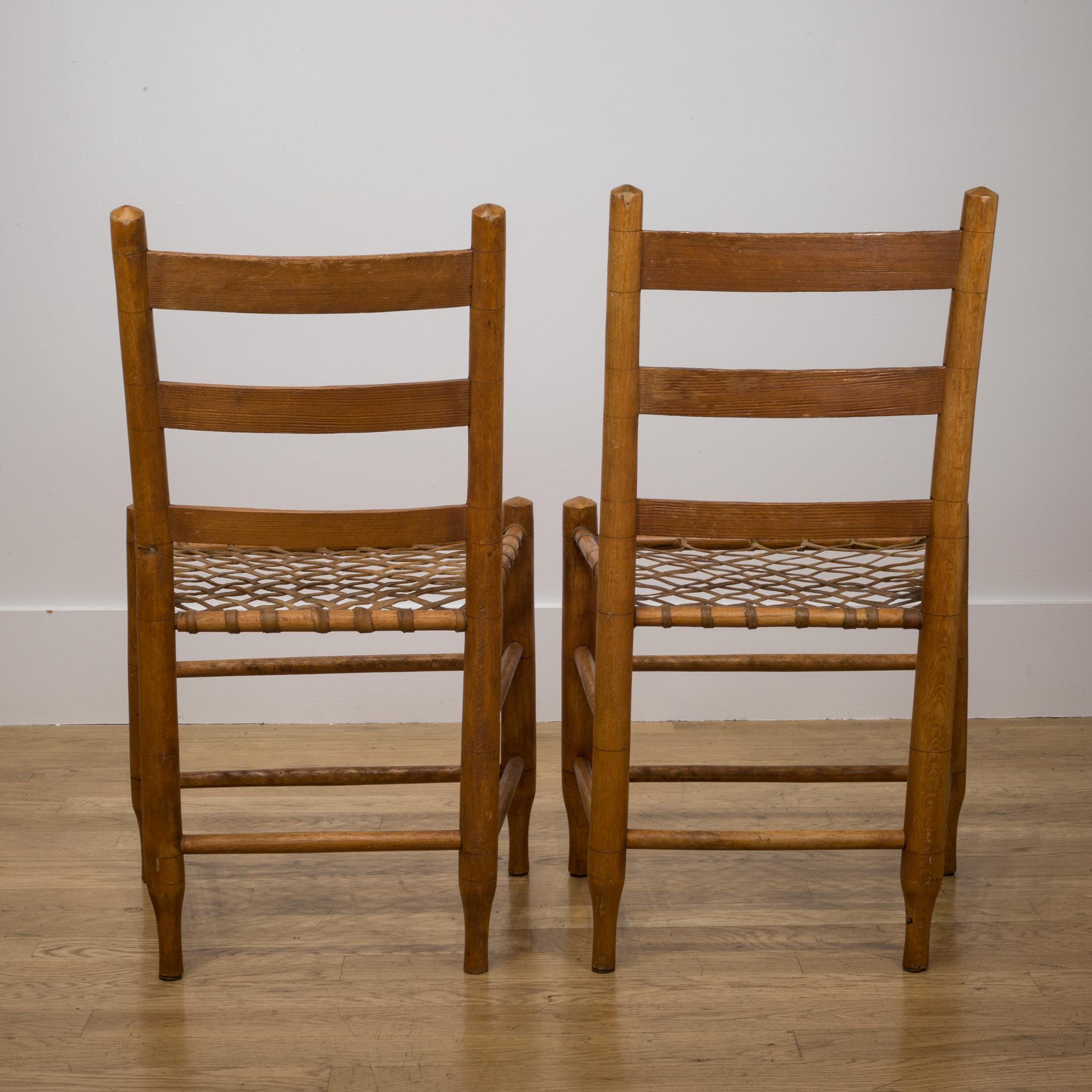 19th c. Handmade Wood/Rawhide Chairs from Historic  Oregon Commune c. 1856-1866 10