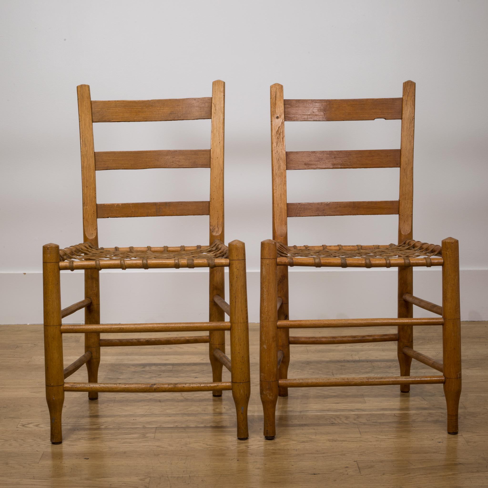 Animal Skin 19th c. Handmade Wood/Rawhide Chairs from Historic  Oregon Commune c. 1856-1866
