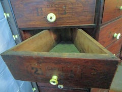19th c. Hardware Store Oak Ninety-Eight Drawer Octagonal Screw and Bolt Cabinet