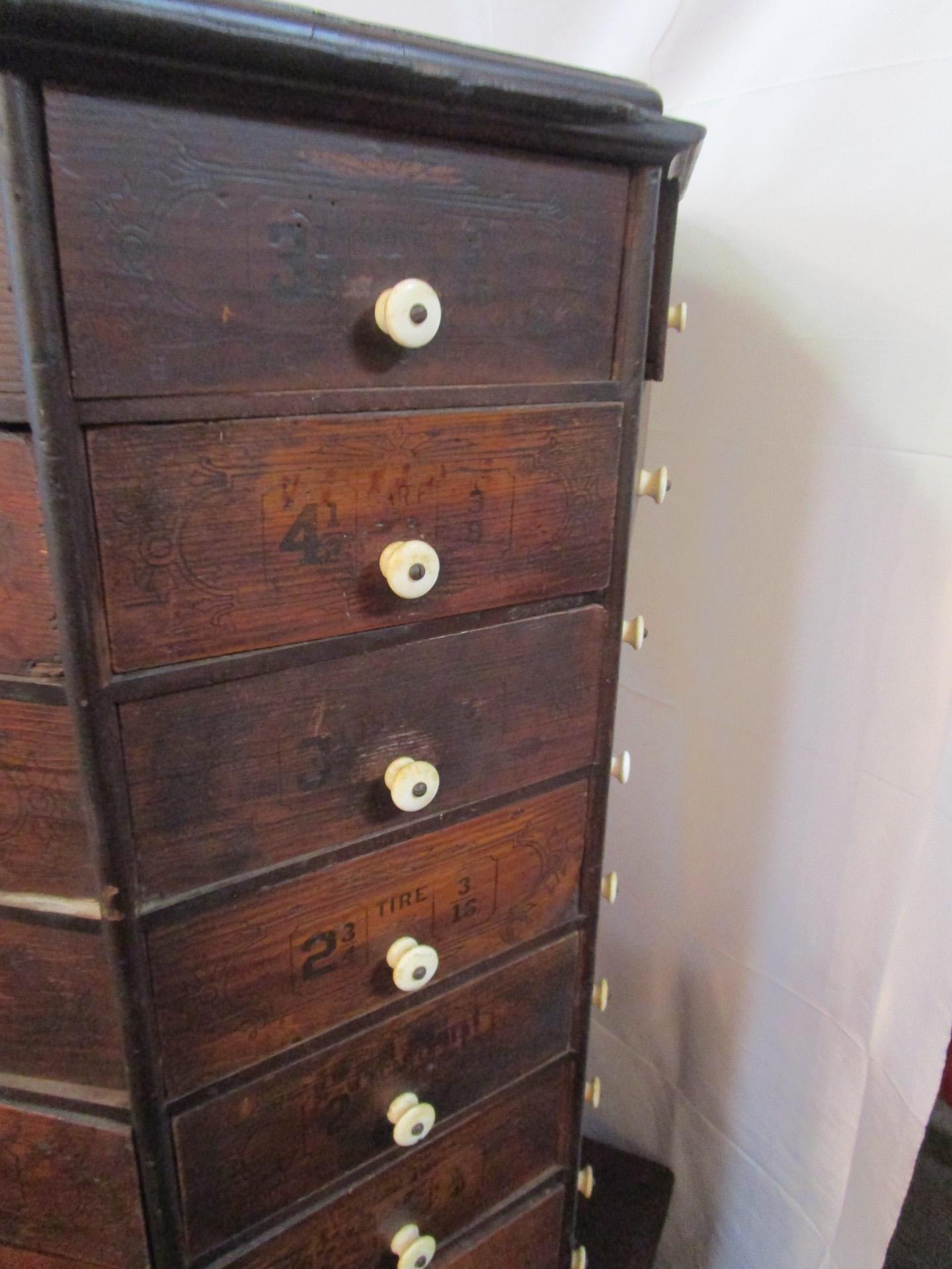Other 19th c. Hardware Store Oak Ninety-Eight Drawer Octagonal Screw and Bolt Cabinet
