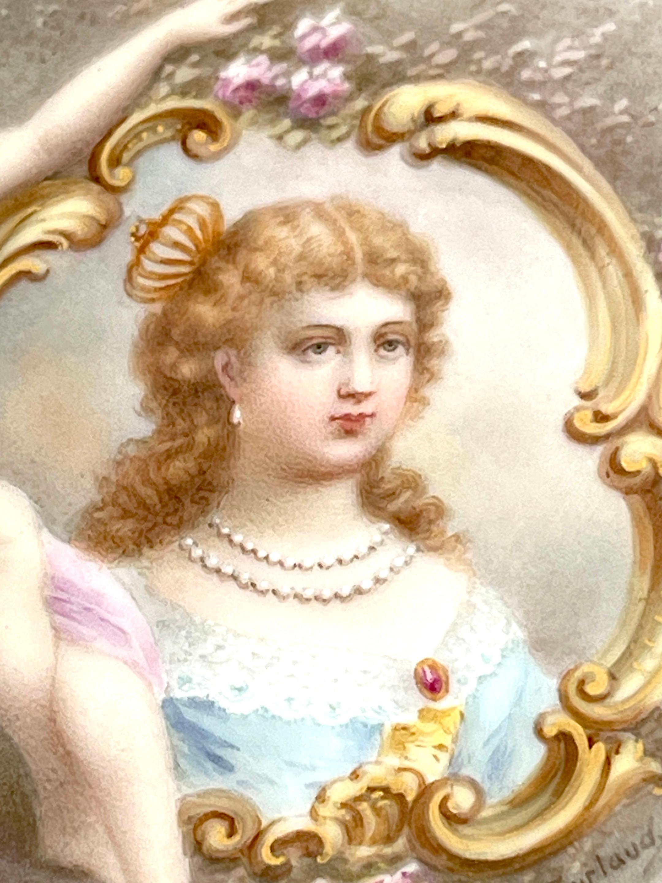 19th C Haviland & Co Limoges Portrait Plate of Anne of Austria, Queen of France  For Sale 4