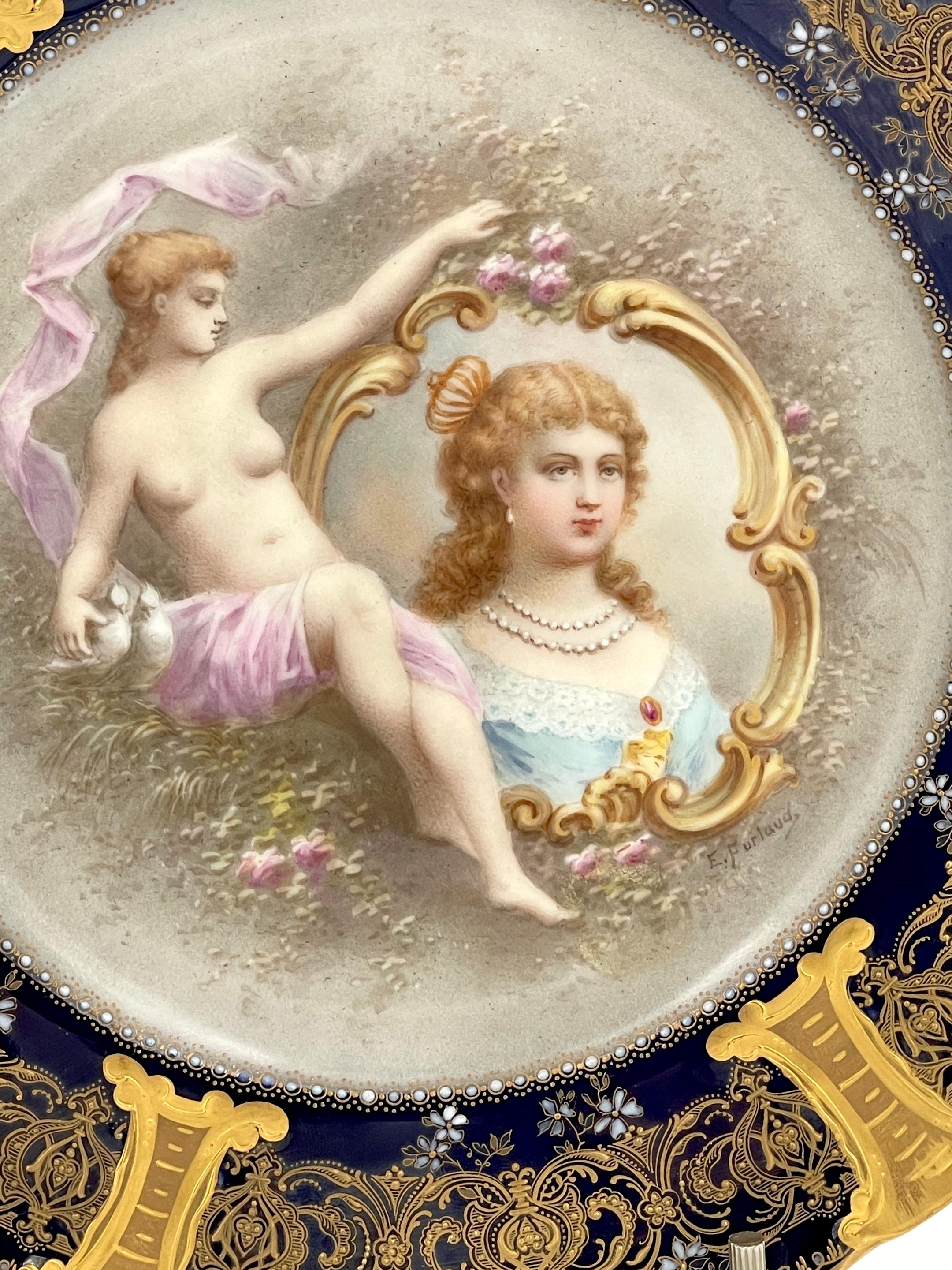 Belle Époque 19th C Haviland & Co Limoges Portrait Plate of Anne of Austria, Queen of France  For Sale