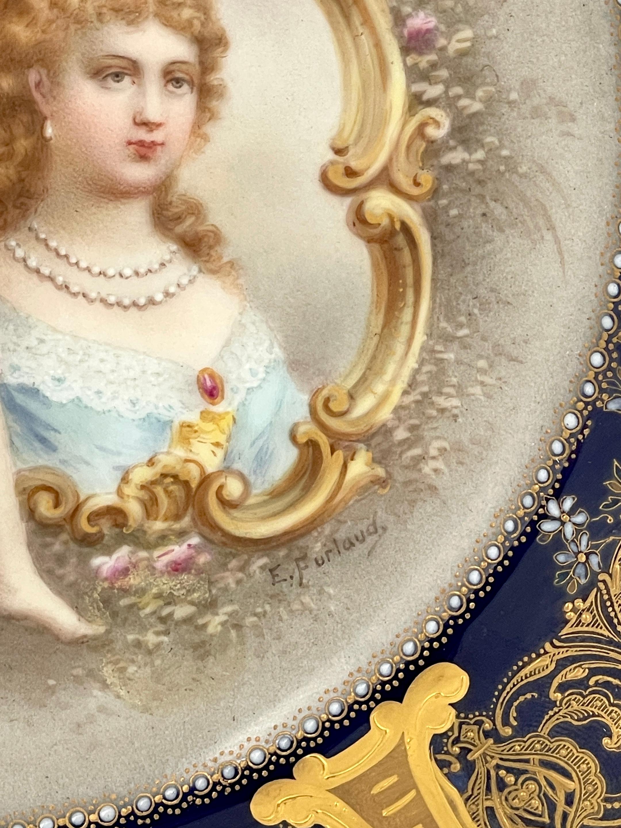 French 19th C Haviland & Co Limoges Portrait Plate of Anne of Austria, Queen of France  For Sale
