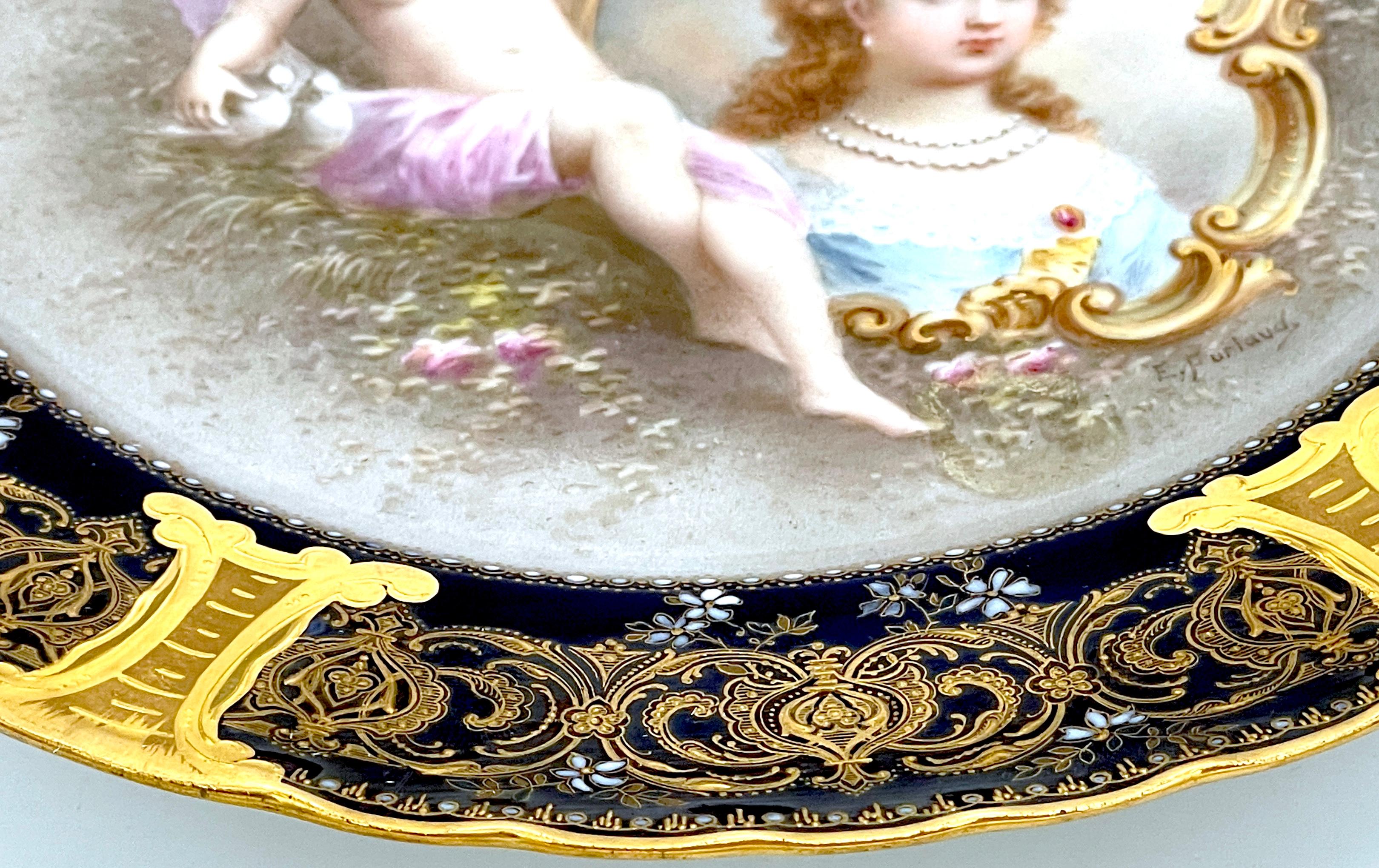 19th C Haviland & Co Limoges Portrait Plate of Anne of Austria, Queen of France  In Good Condition For Sale In West Palm Beach, FL