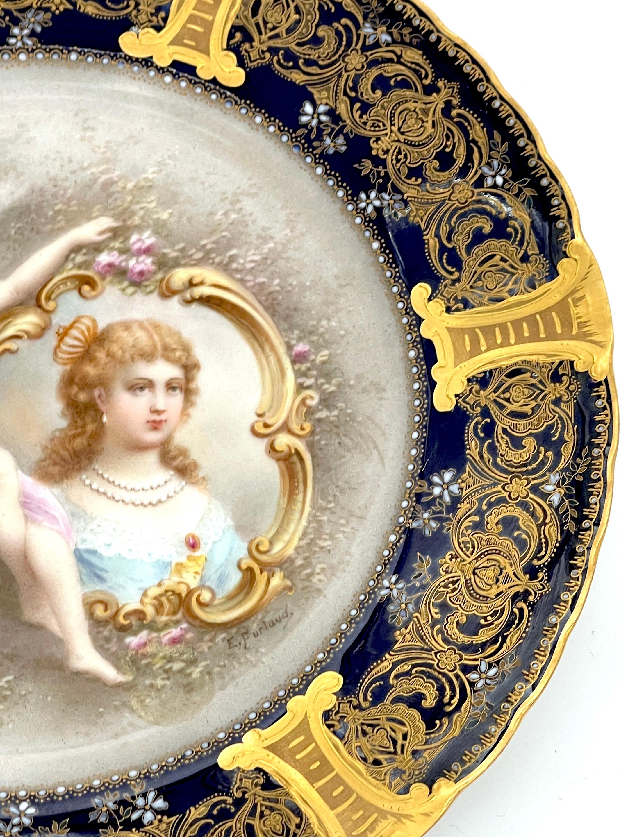 19th Century 19th C Haviland & Co Limoges Portrait Plate of Anne of Austria, Queen of France  For Sale