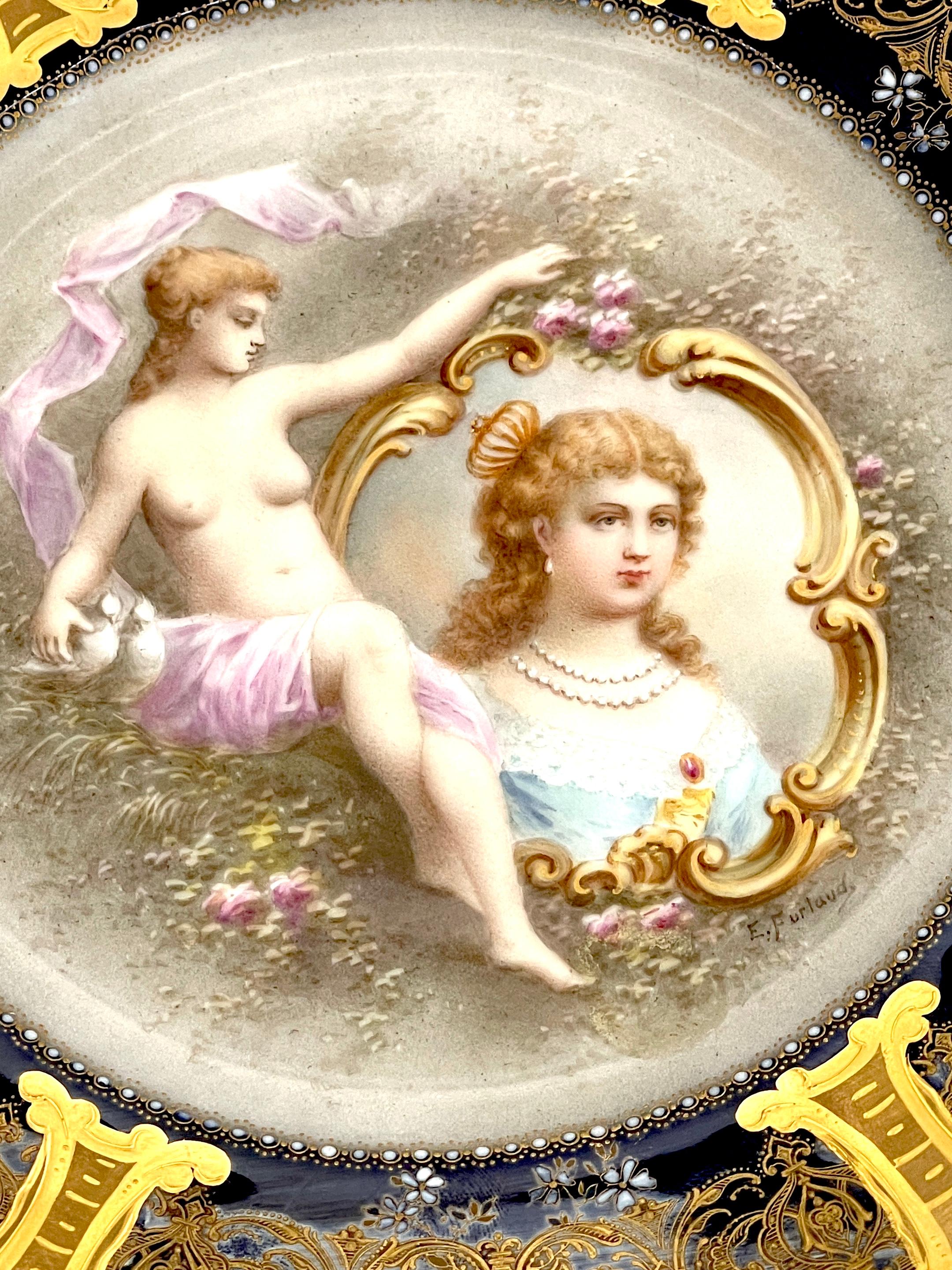 Porcelain 19th C Haviland & Co Limoges Portrait Plate of Anne of Austria, Queen of France  For Sale