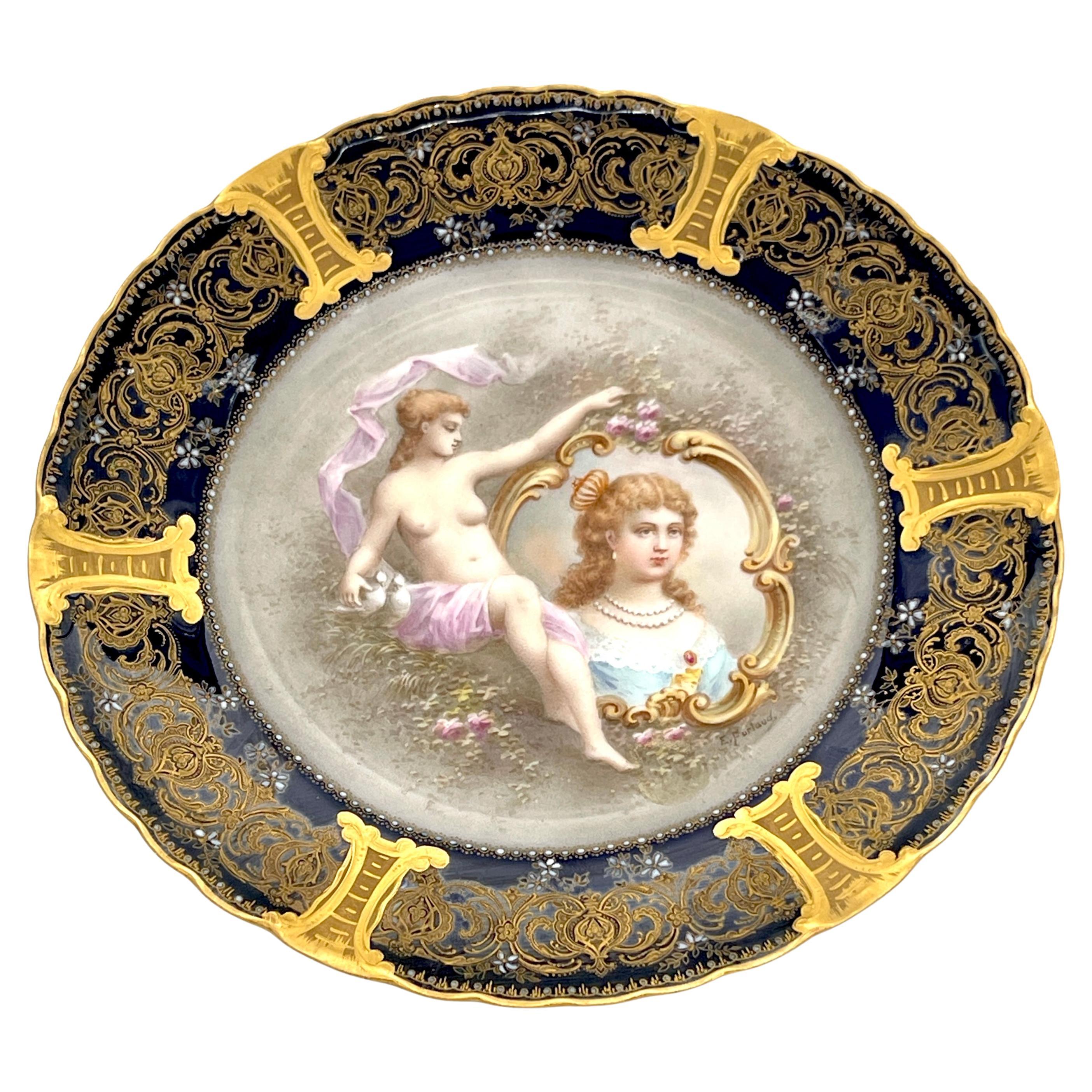 19th C Haviland & Co Limoges Portrait Plate of Anne of Austria, Queen of France  For Sale