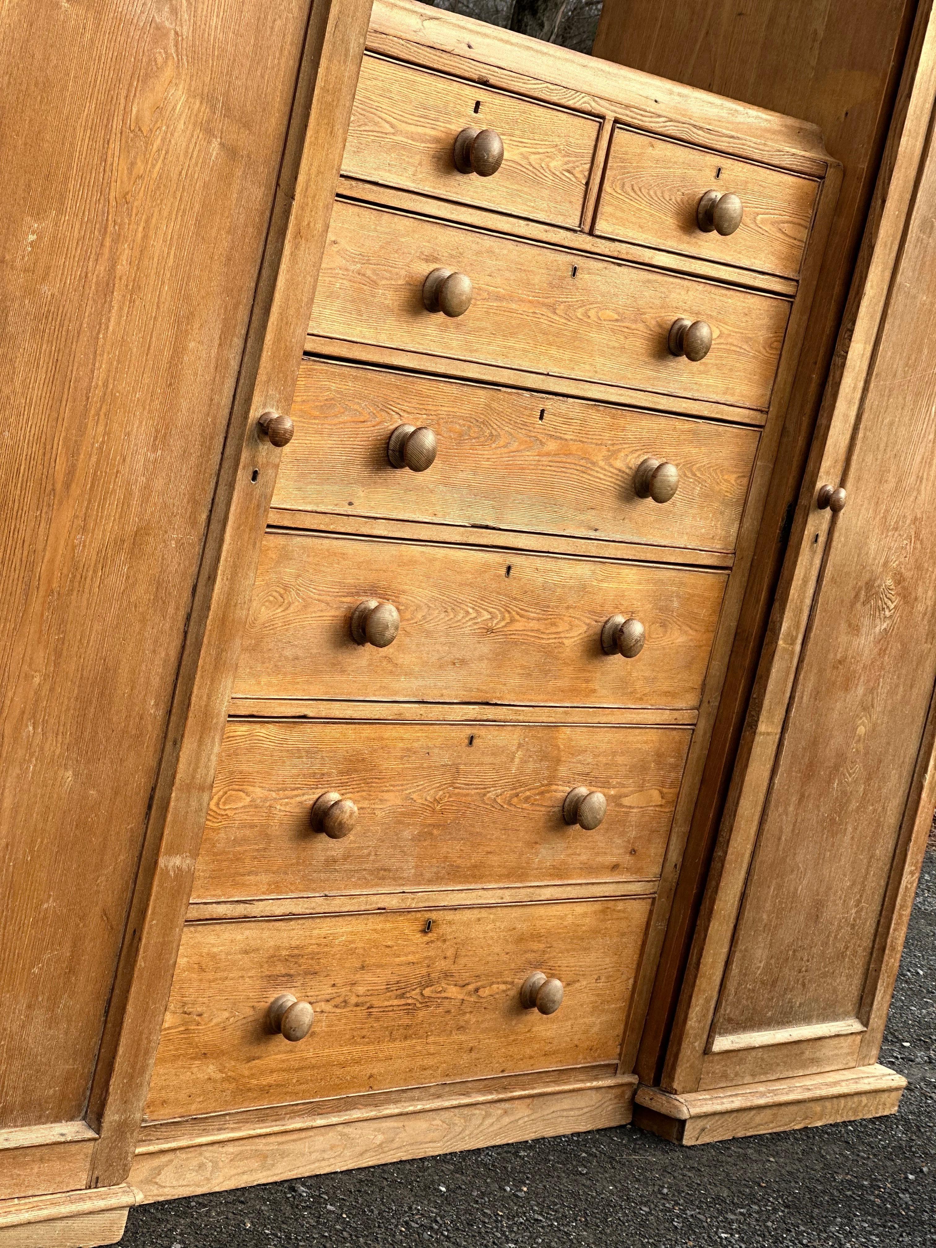 19th C Hemlock 7 drawer chest with wardrobes For Sale 4