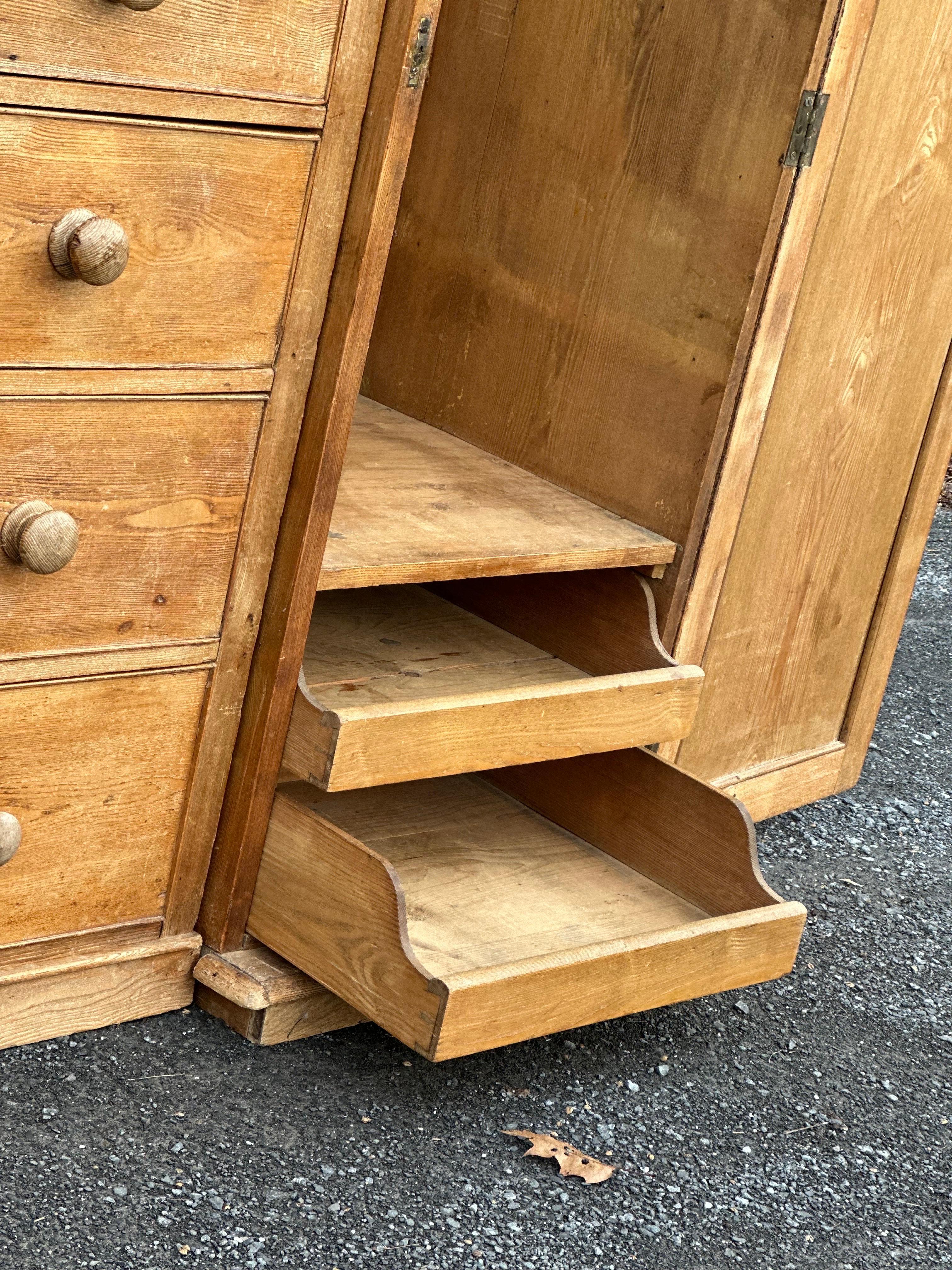 19th C Hemlock 7 drawer chest with wardrobes For Sale 10