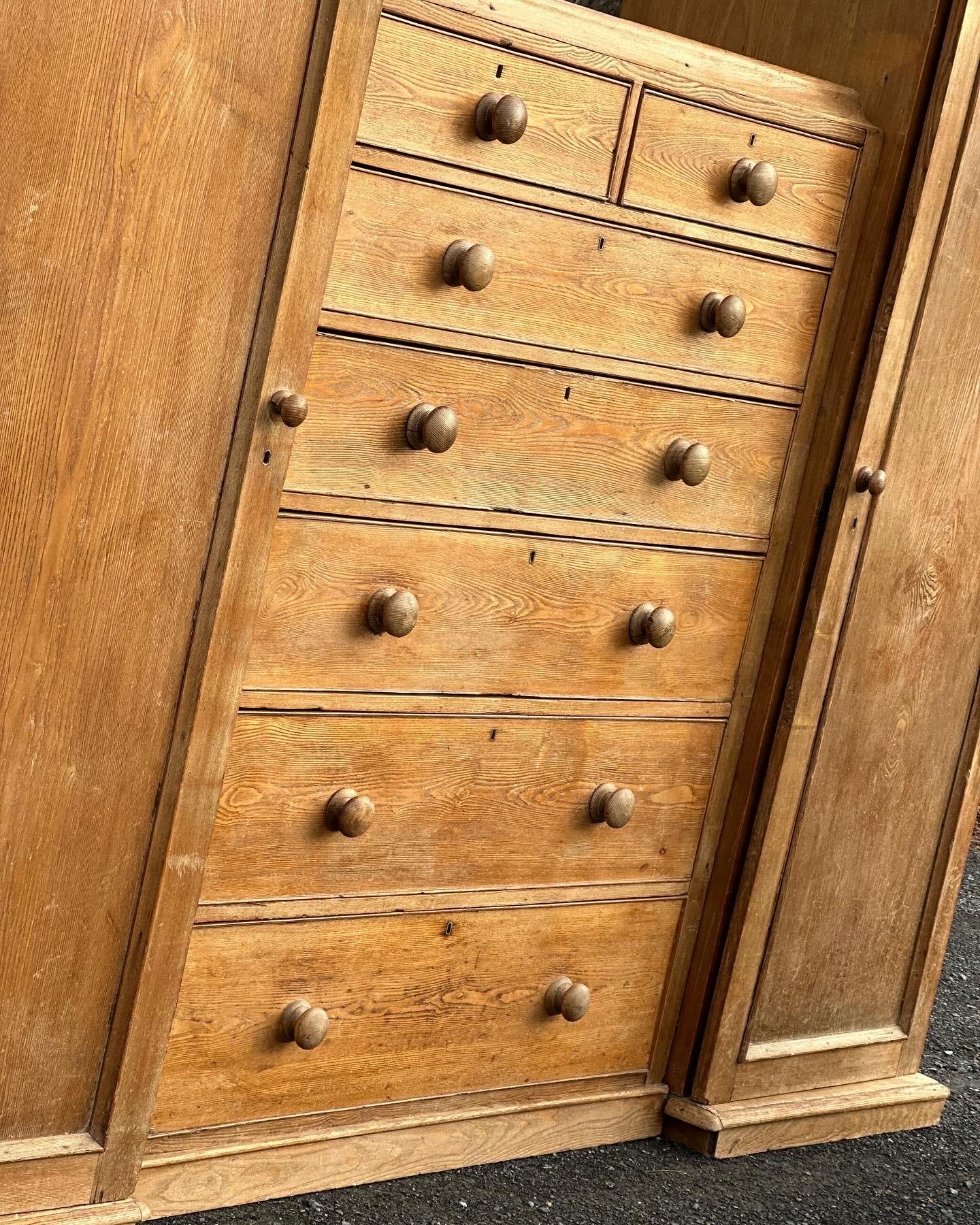 19th Century 19th C Hemlock 7 drawer chest with wardrobes For Sale