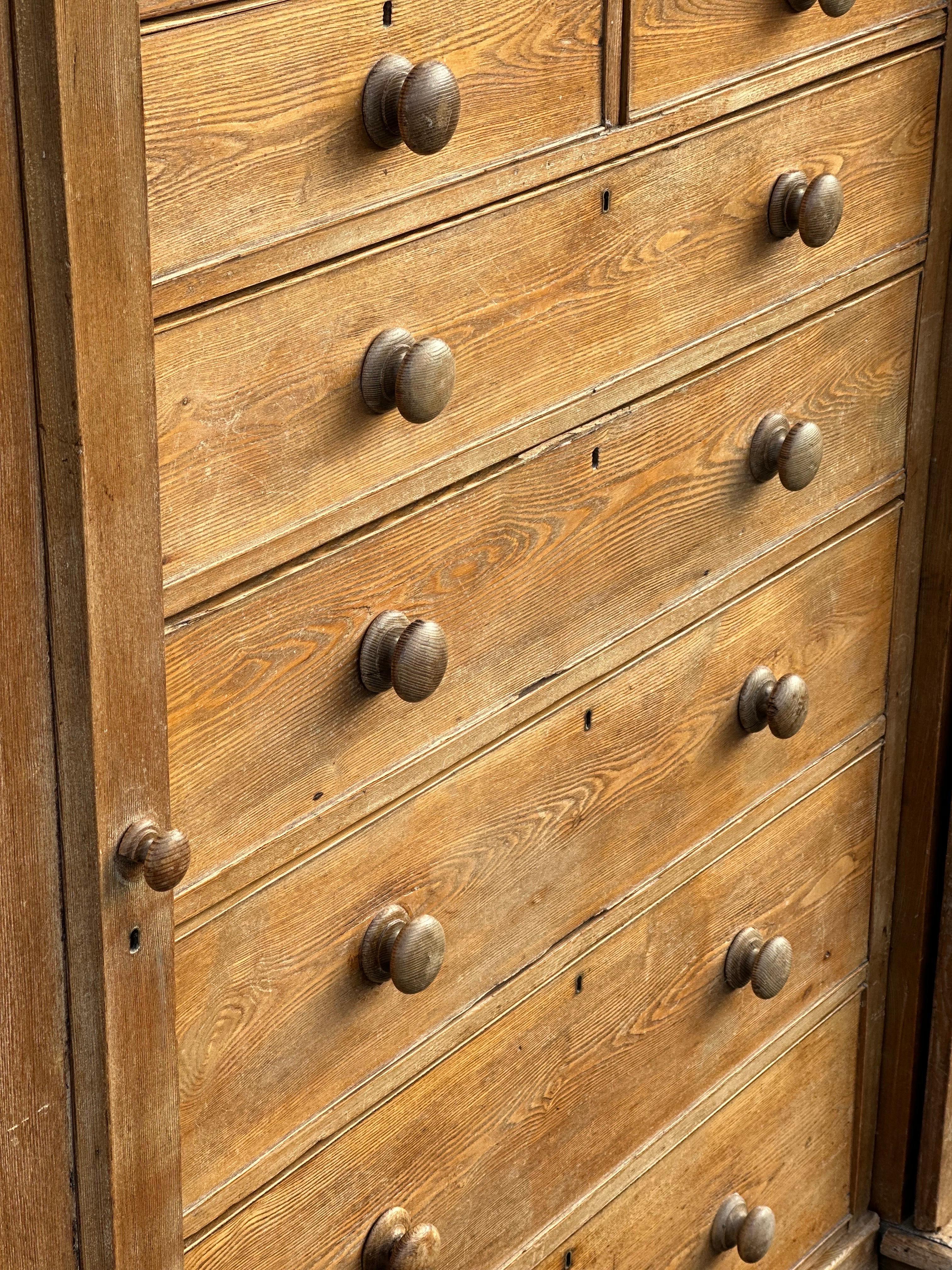 19th C Hemlock 7 drawer chest with wardrobes For Sale 1