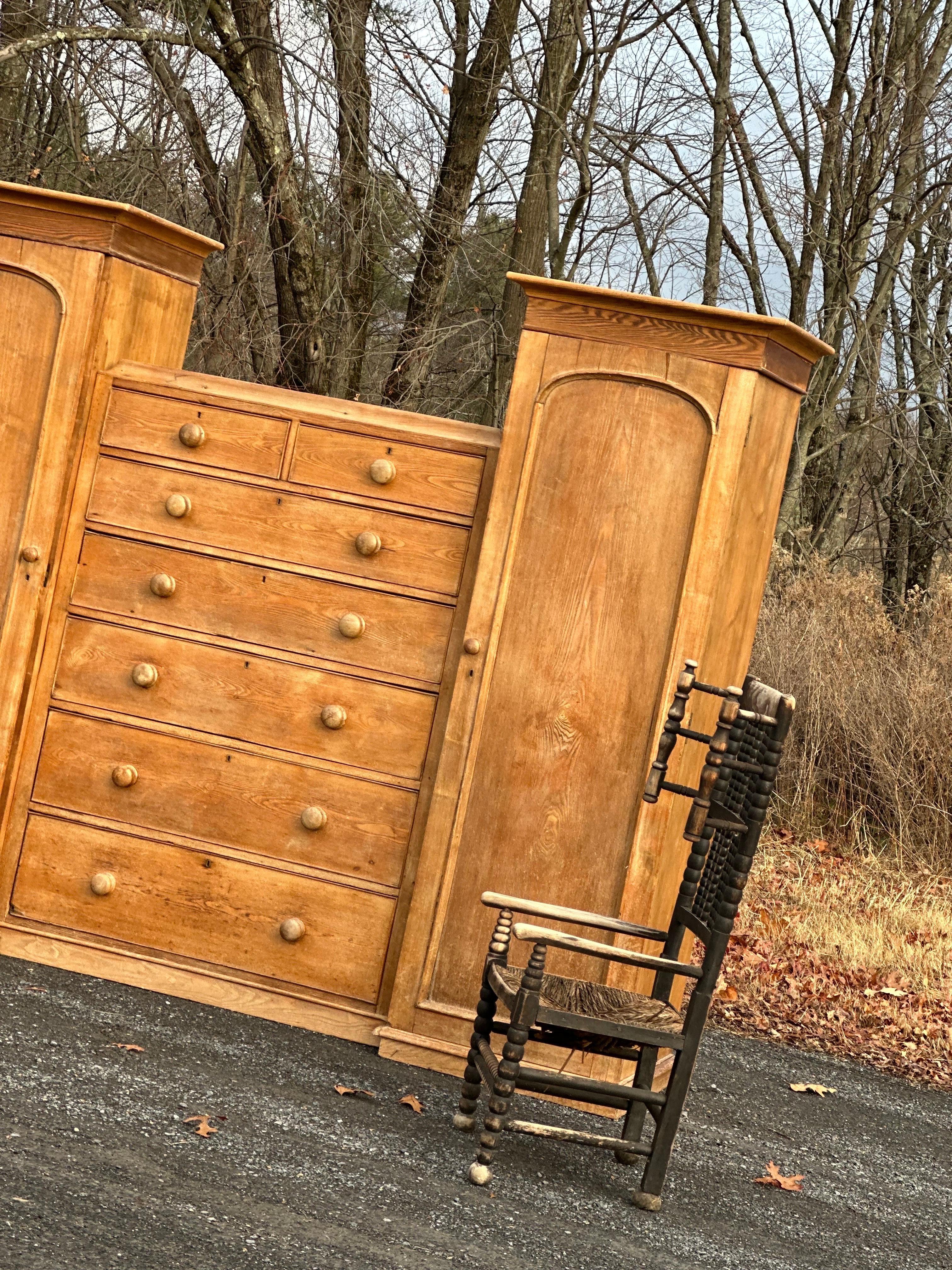 19th C Hemlock 7 drawer chest with wardrobes For Sale 2