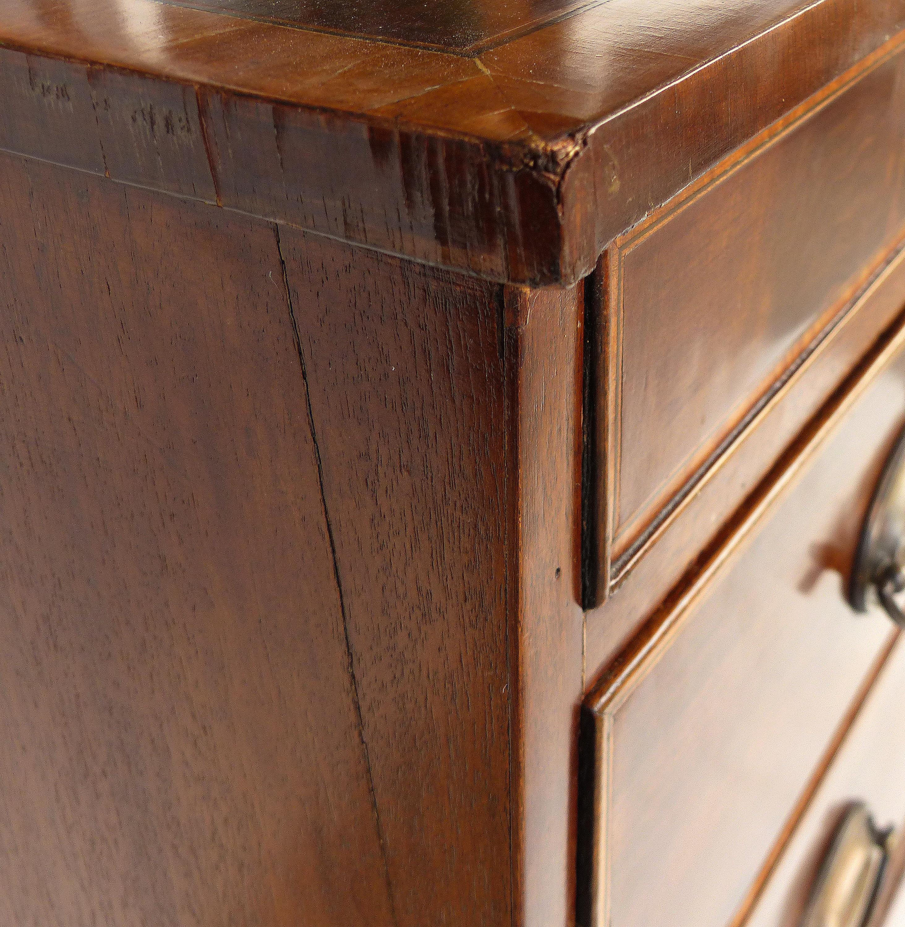 Hepplewhite Chest of Drawers with Brass Pulls in Mahogany & Satinwood 4
